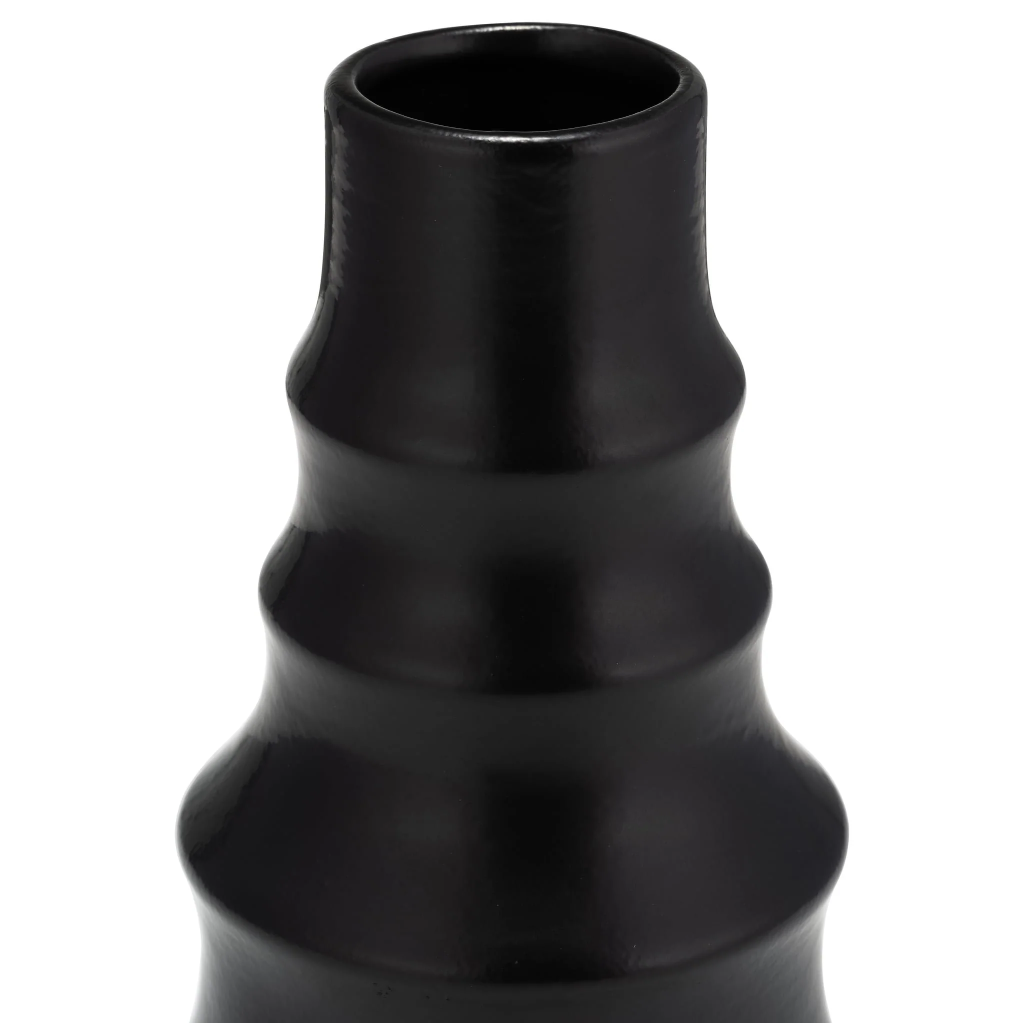 Cer,11" Ring Pattern Vase,black - Image 4