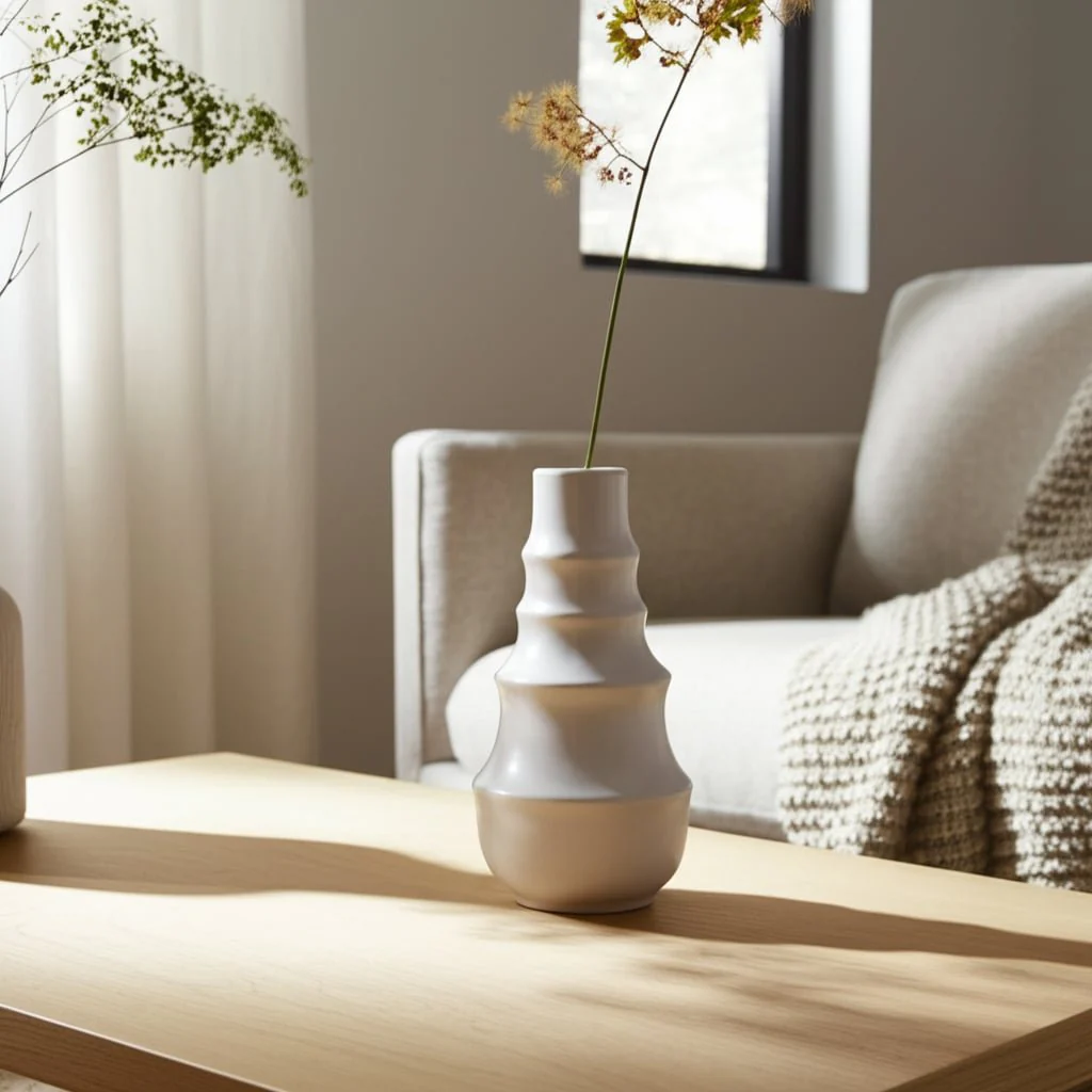 Cer,11",ring Pattern Vase,white - Image 12