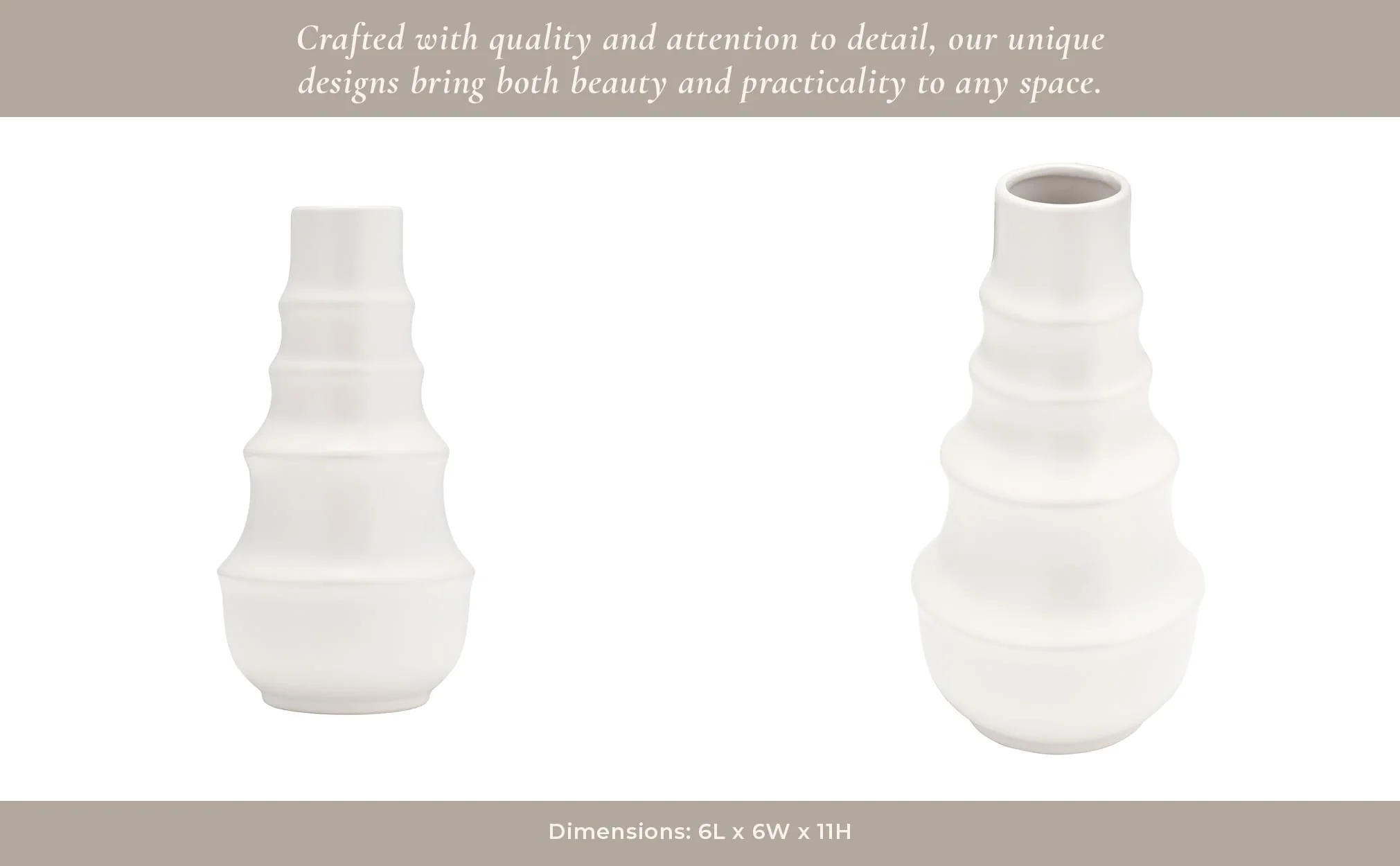 Cer,11",ring Pattern Vase,white - Image 13