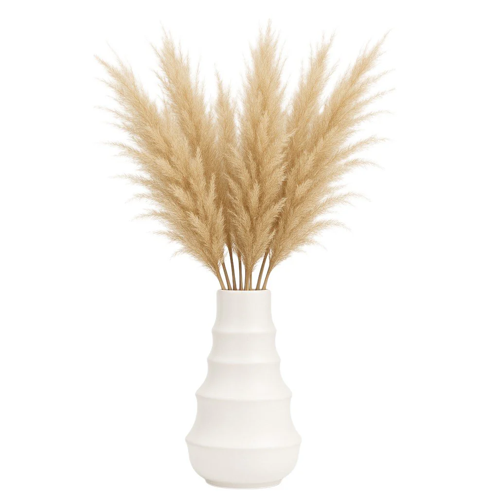 Cer,11",ring Pattern Vase,white - Image 2
