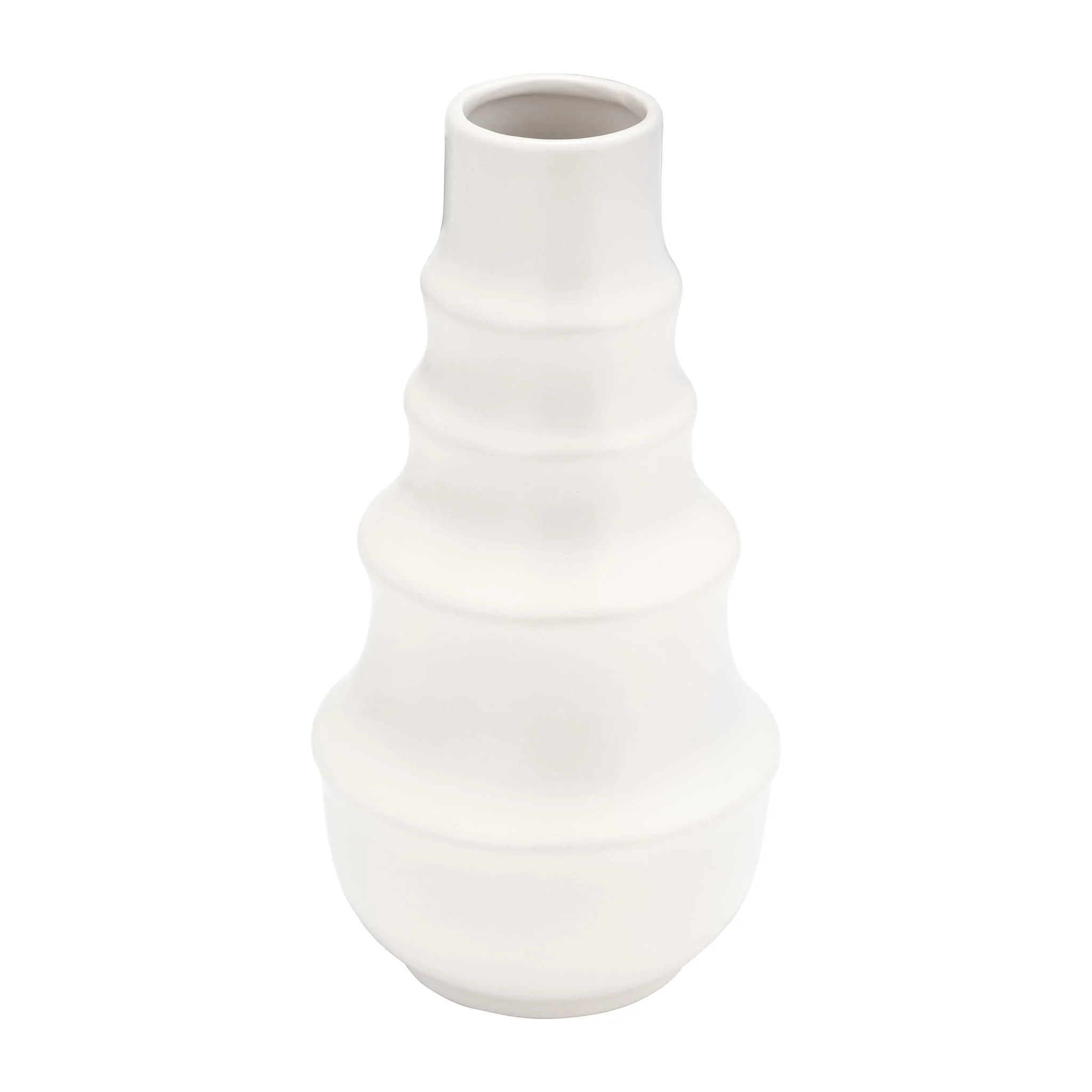 Cer,11",ring Pattern Vase,white - Image 3