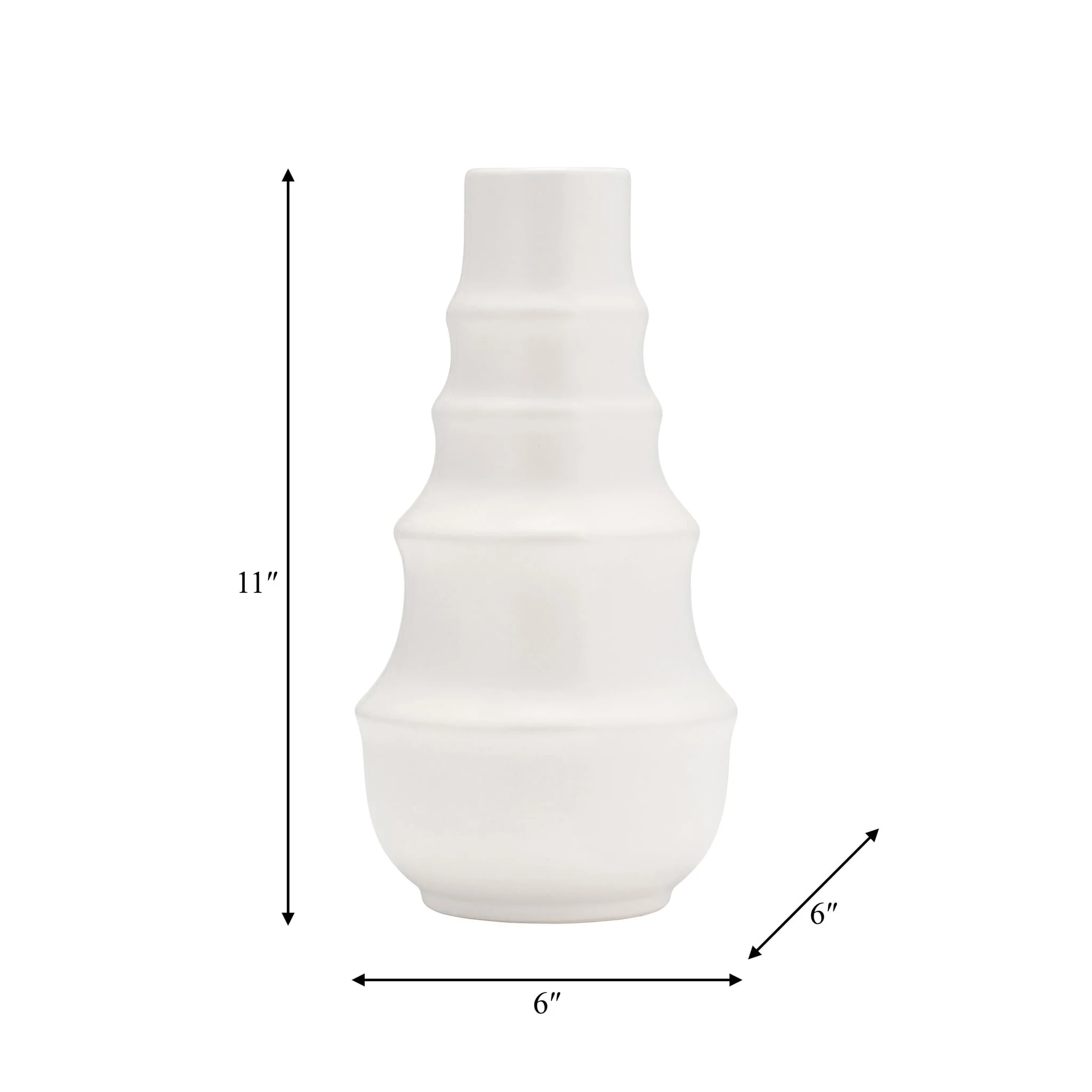 Cer,11",ring Pattern Vase,white - Image 7