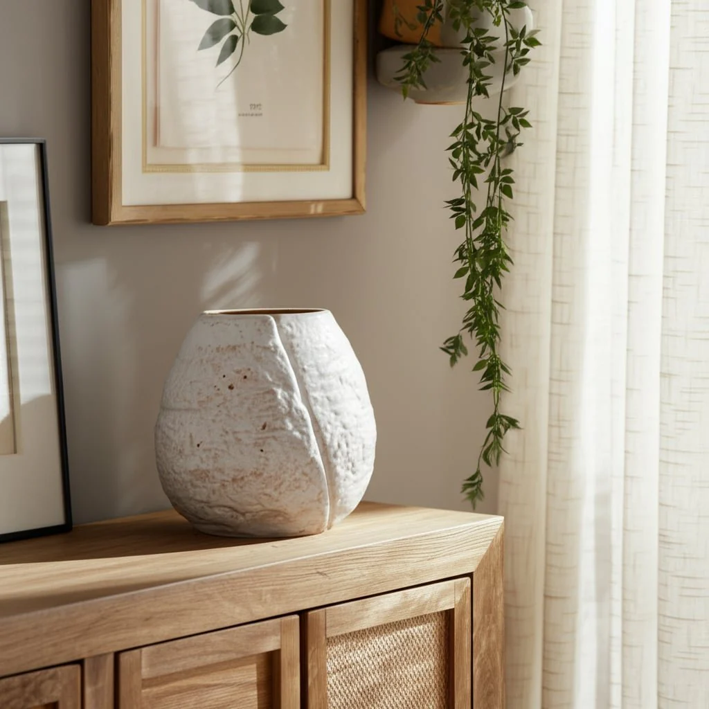 Cer, 11" Round Vase, Ivory - Image 10