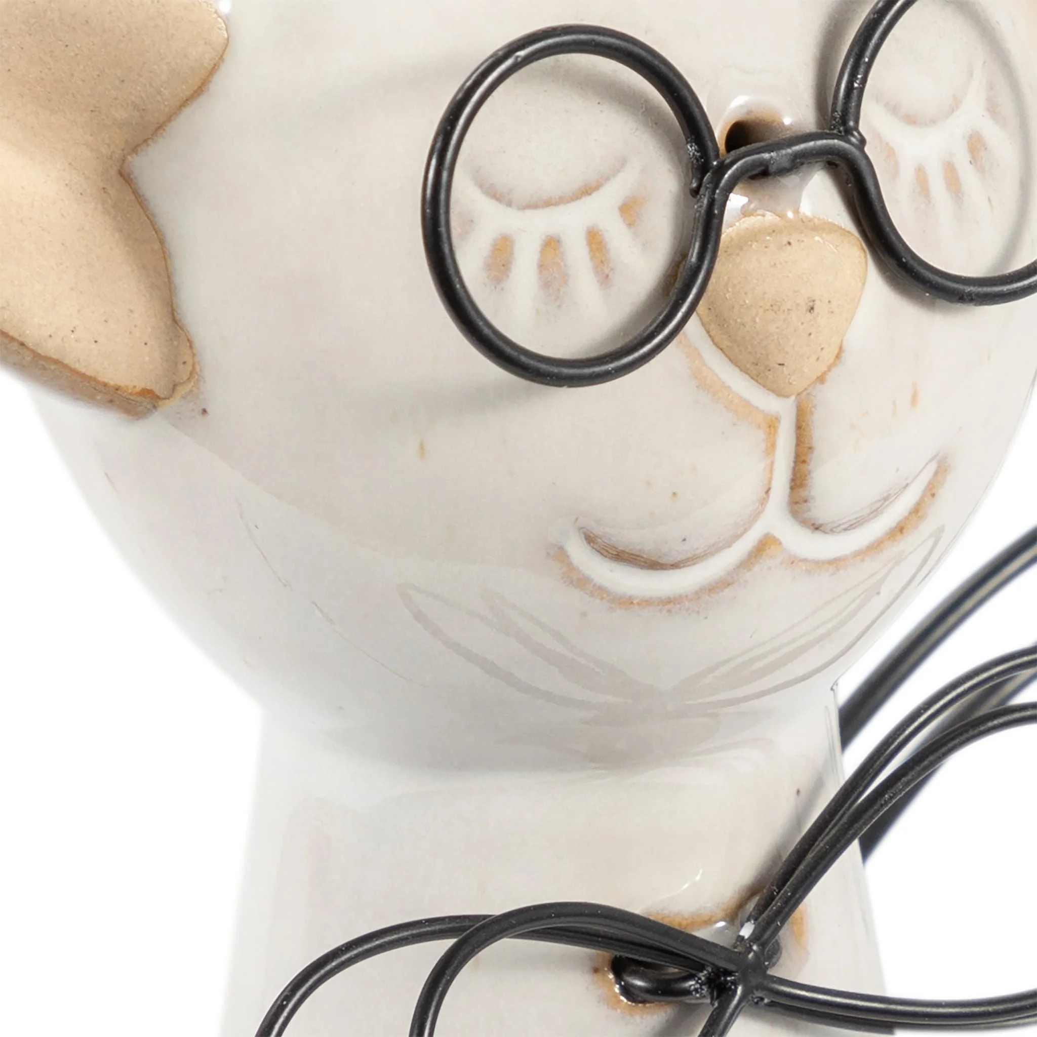 Cer, 11"h Cat W/ Glasses, Beige - Image 5