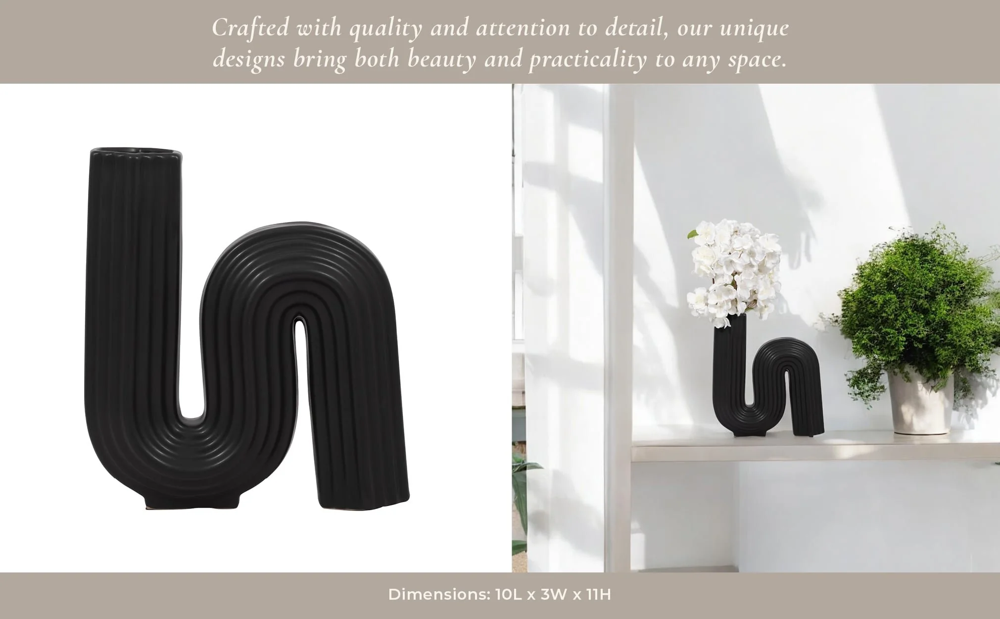 Cer, 11"h Loopy Vase, Black - Image 11