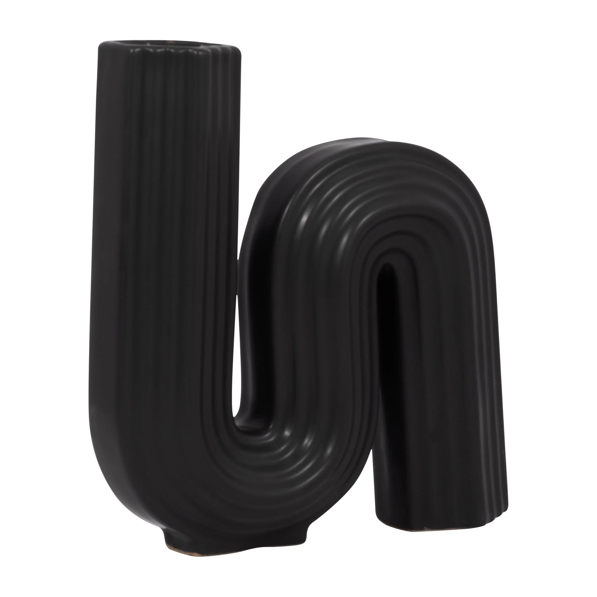 Cer, 11"h Loopy Vase, Black - Image 2