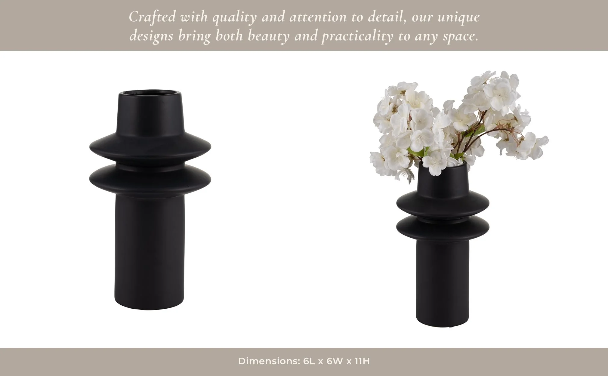 Cer, 11"h Modern Vase, Black - Image 11