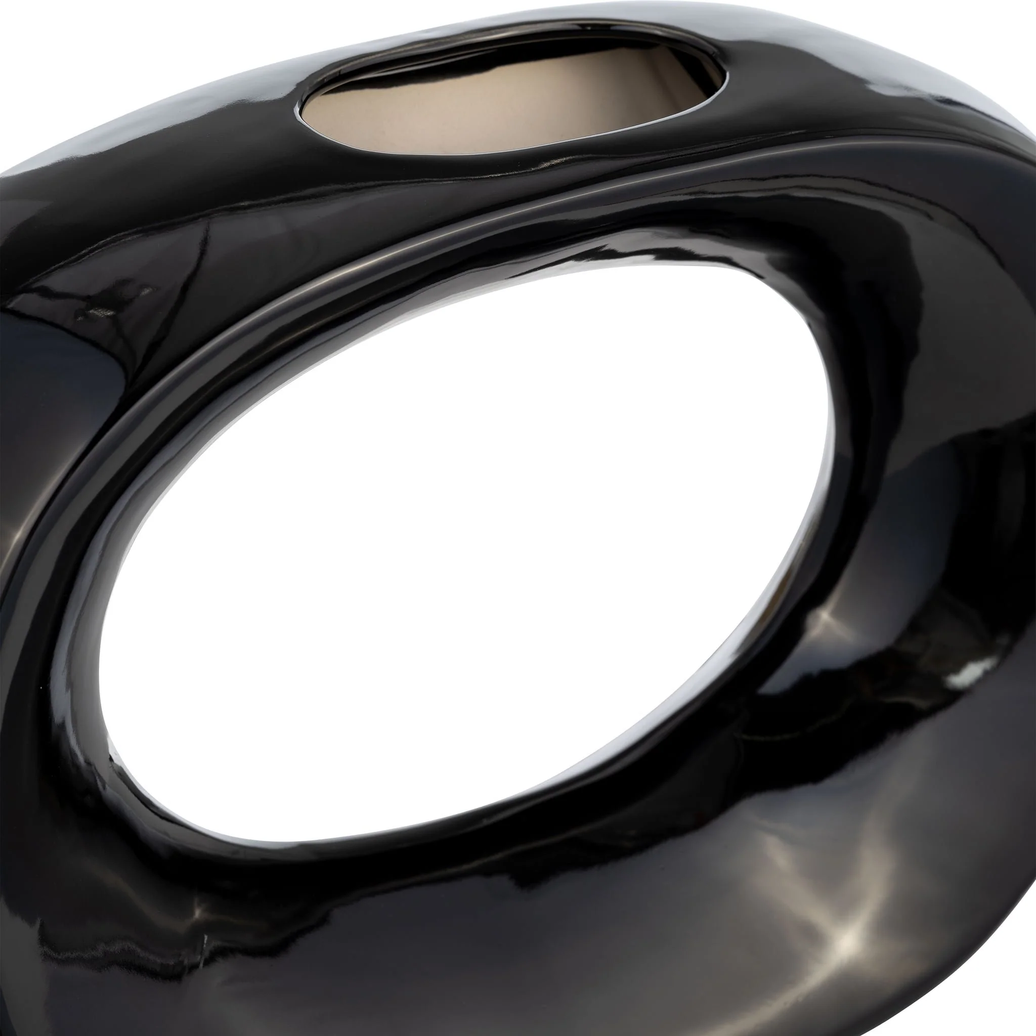 Cer, 11"h Oval Vase, Shiny Black - Image 5