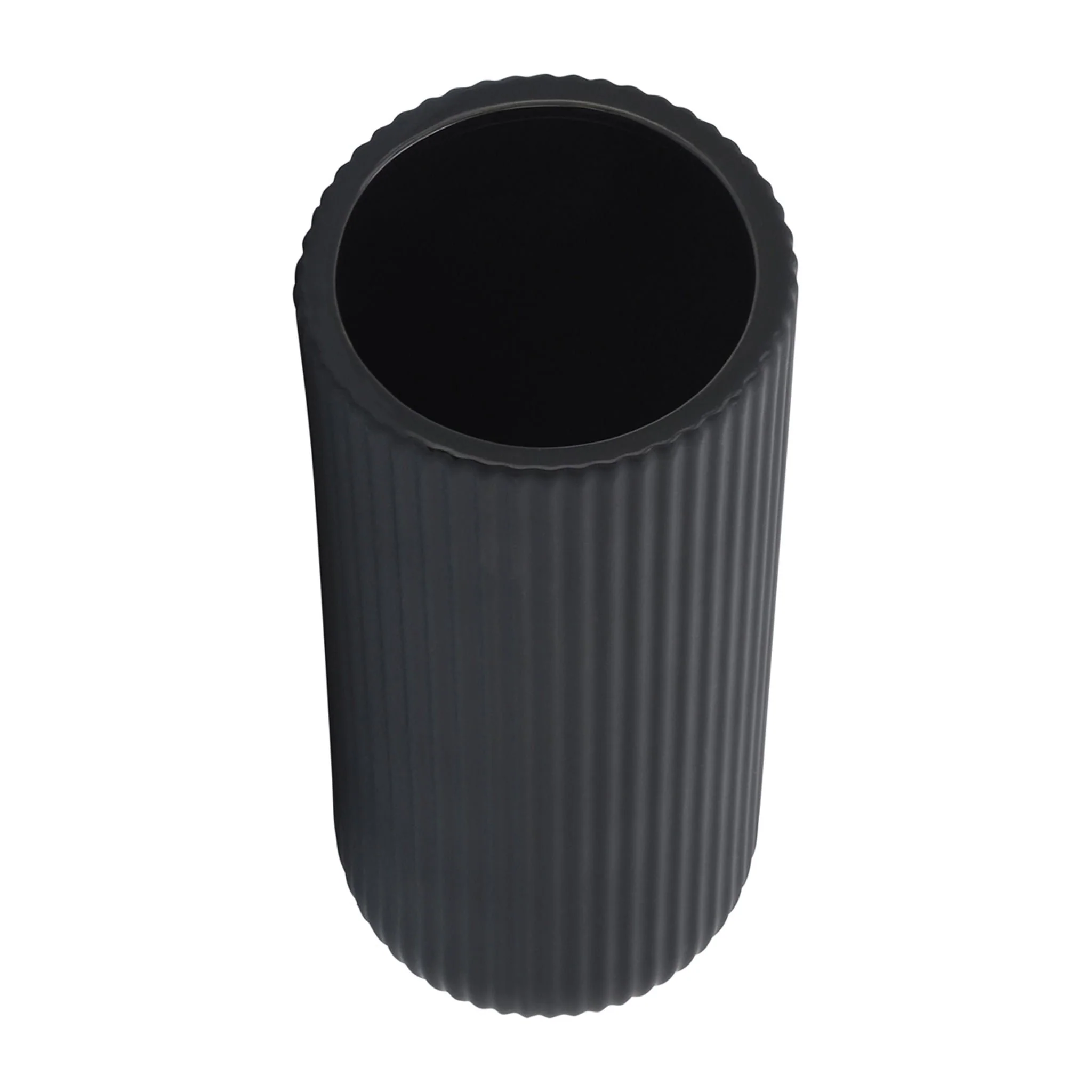 Cer, 11"h Ridged Vase, Black - Image 3