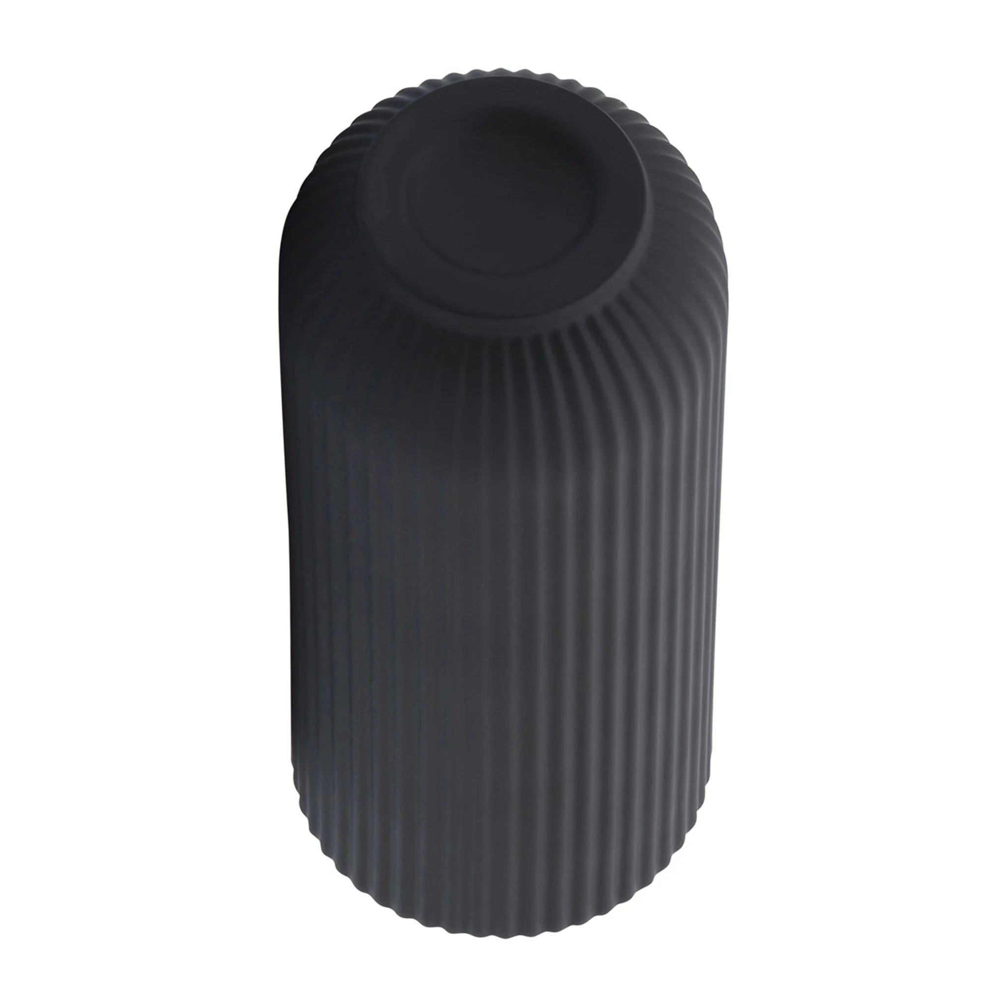 Cer, 11"h Ridged Vase, Black - Image 4