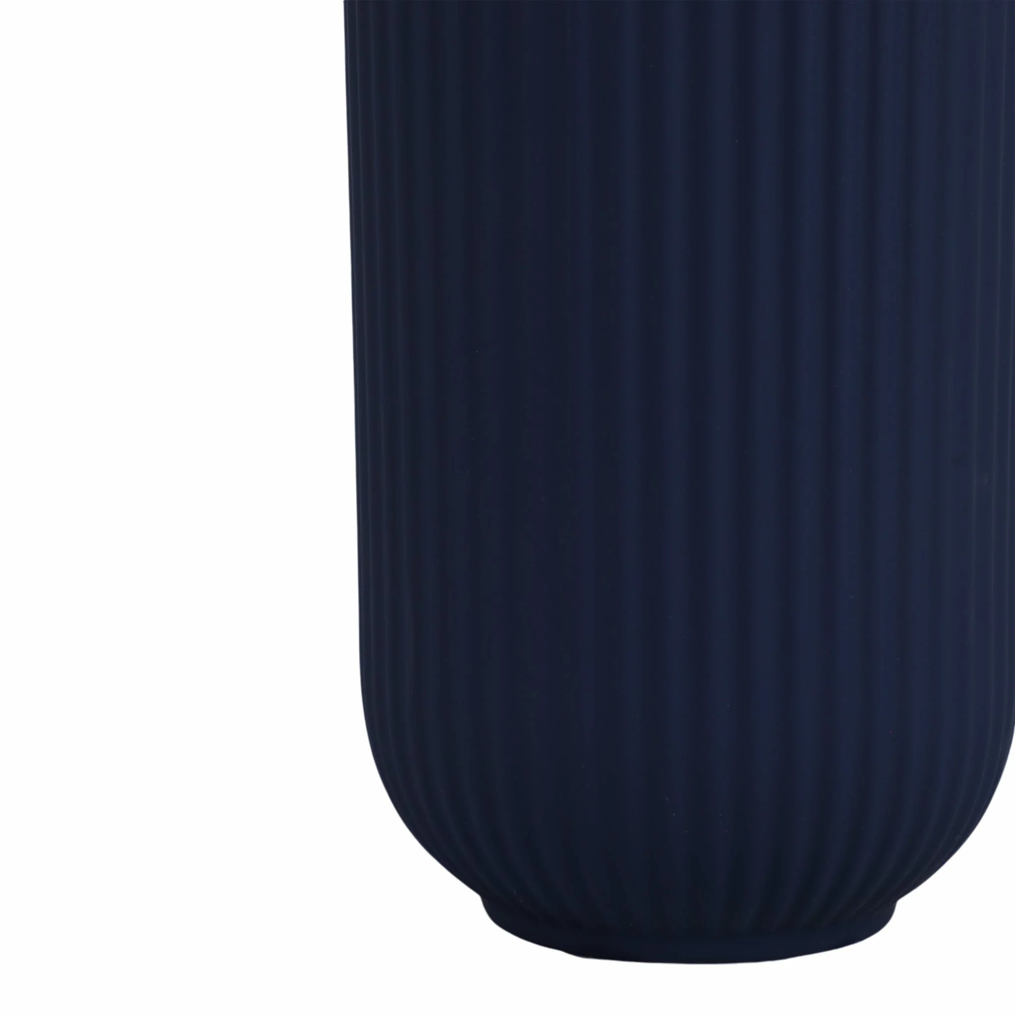 Cer, 11"h Ridged Vase, Navy - Image 5