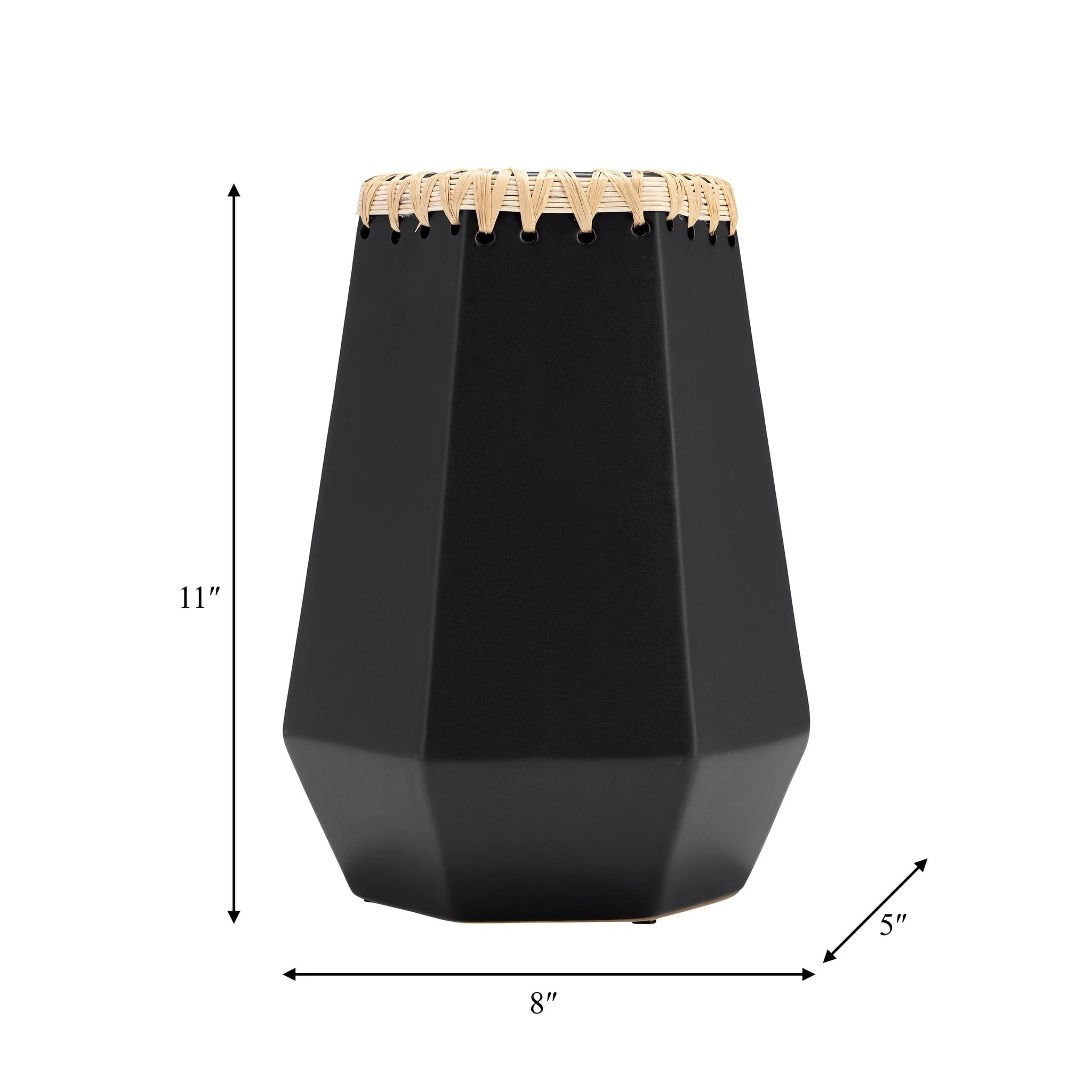 Cer, 11"h Vase W/ Weaving, Black - Image 8