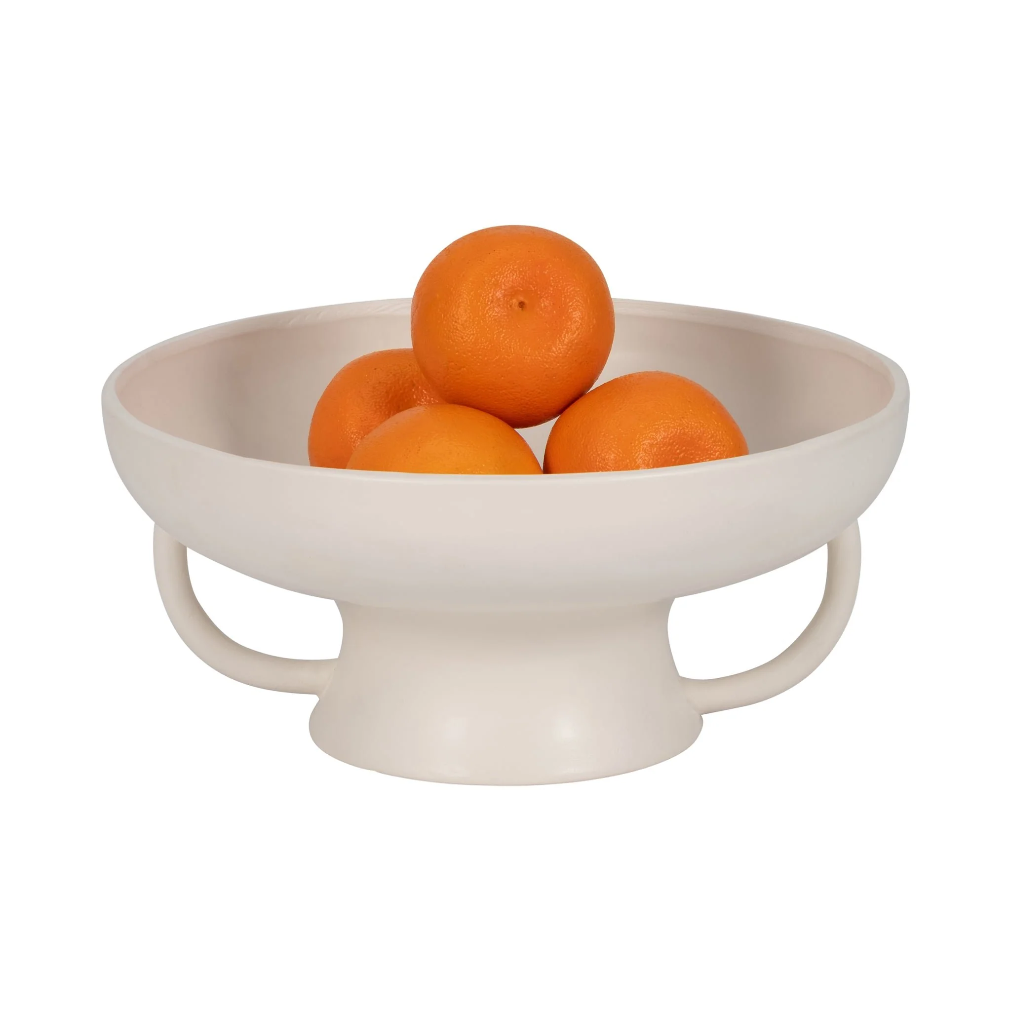 Cer, 12" Bowl W Handles On Stand, Cotton - Image 2