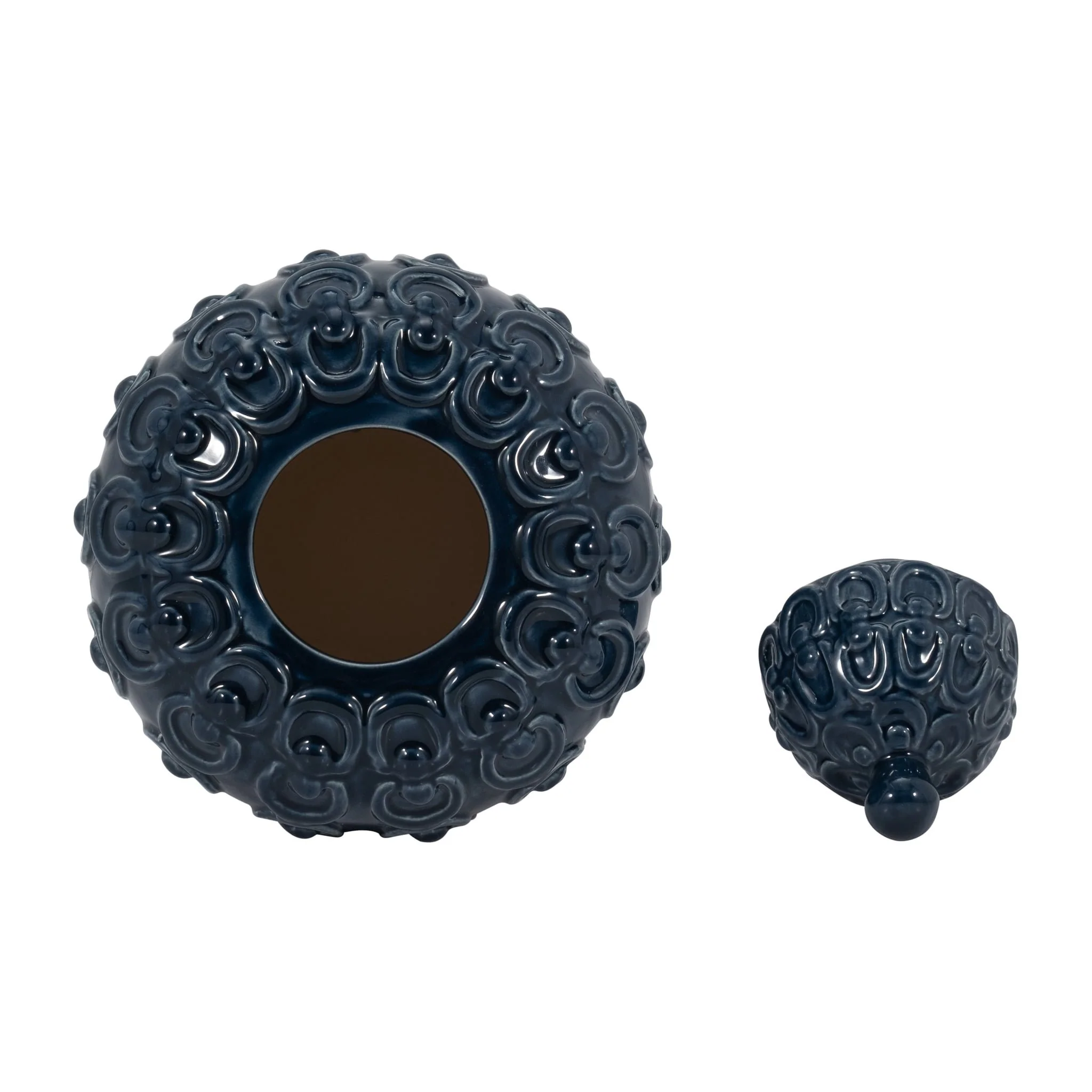 Cer, 12" Chain Texture Jar, Navy - Image 6