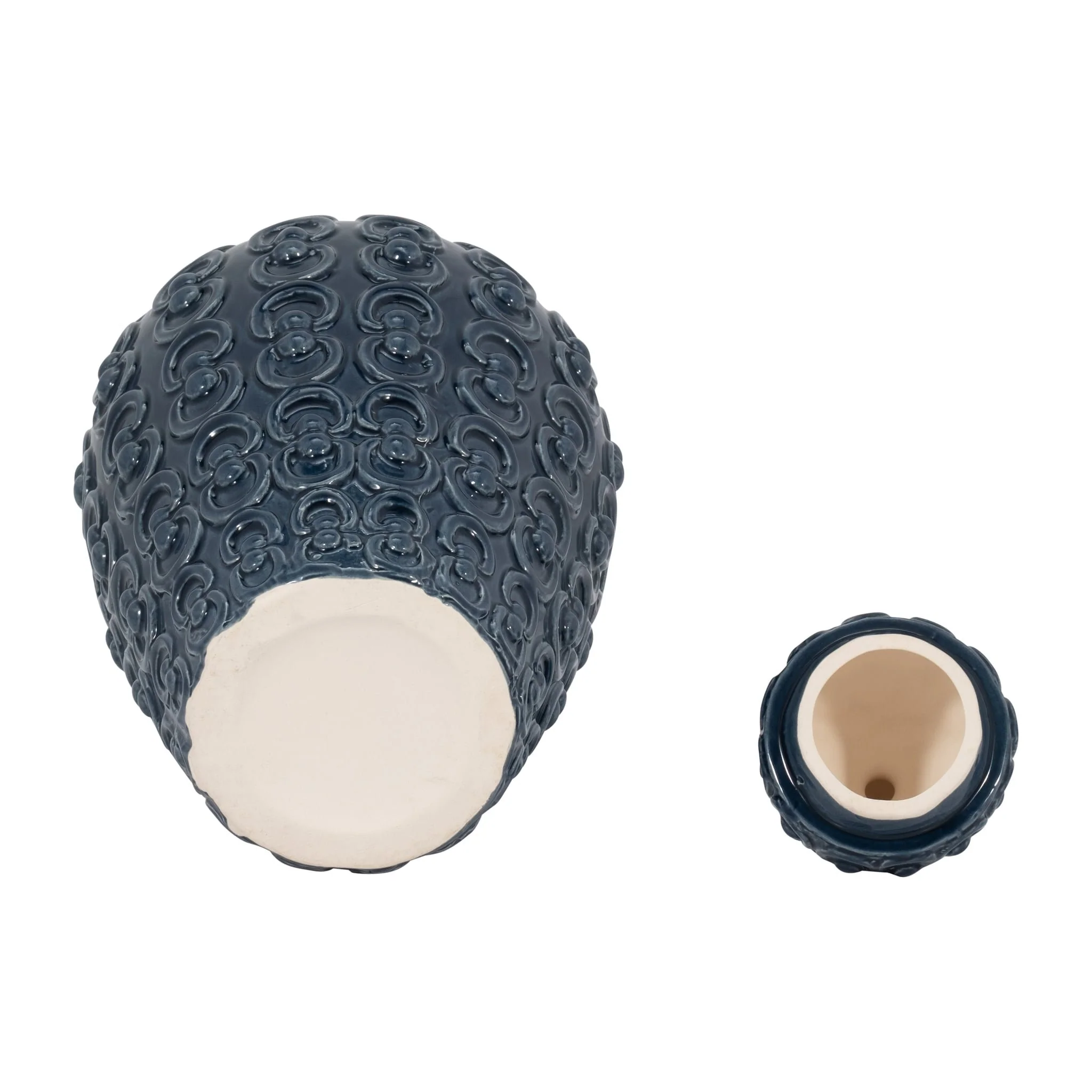 Cer, 12" Chain Texture Jar, Navy - Image 7