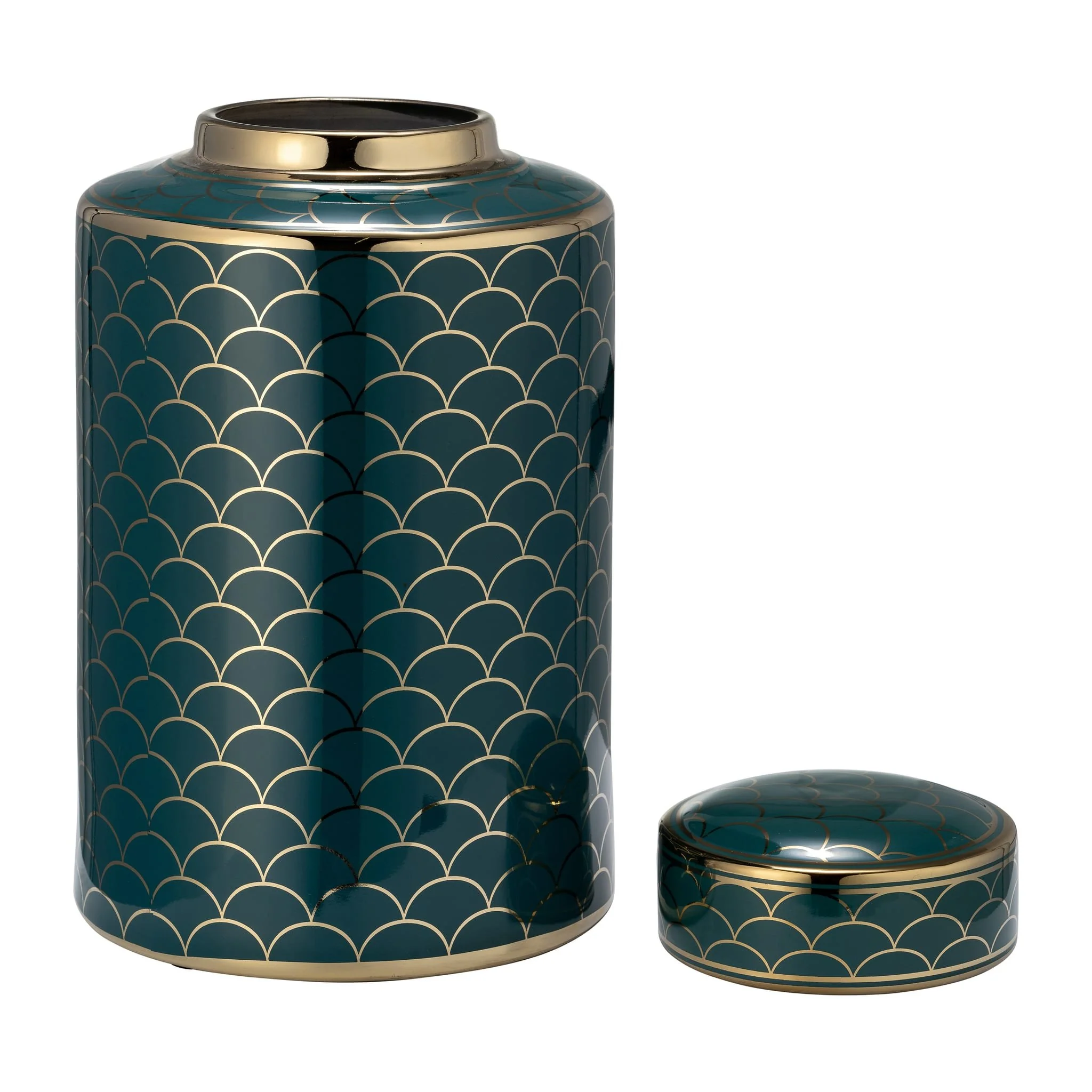 Cer, 12" Crackle Jar W/ Lid, Gold - Image 3