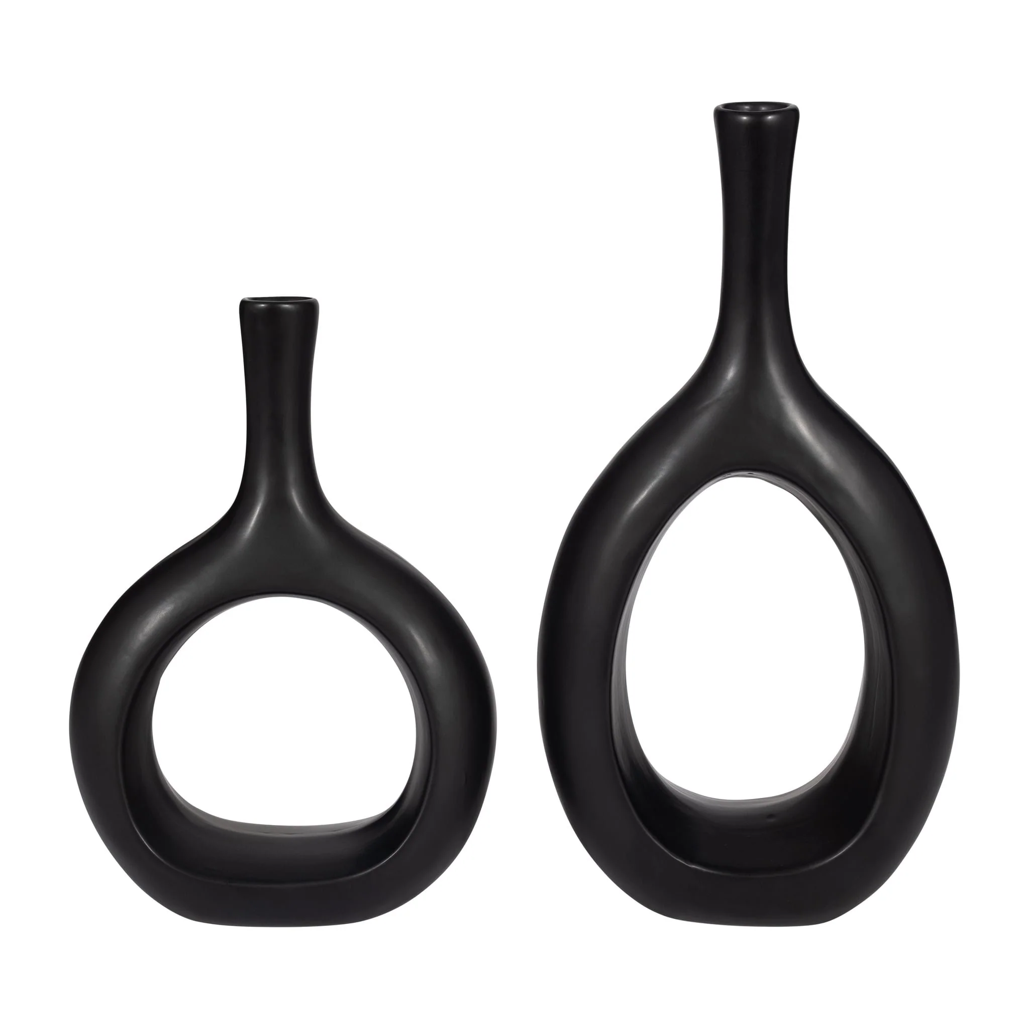 Cer, 12" Curved Open Cut Out Vase, Black - Image 8