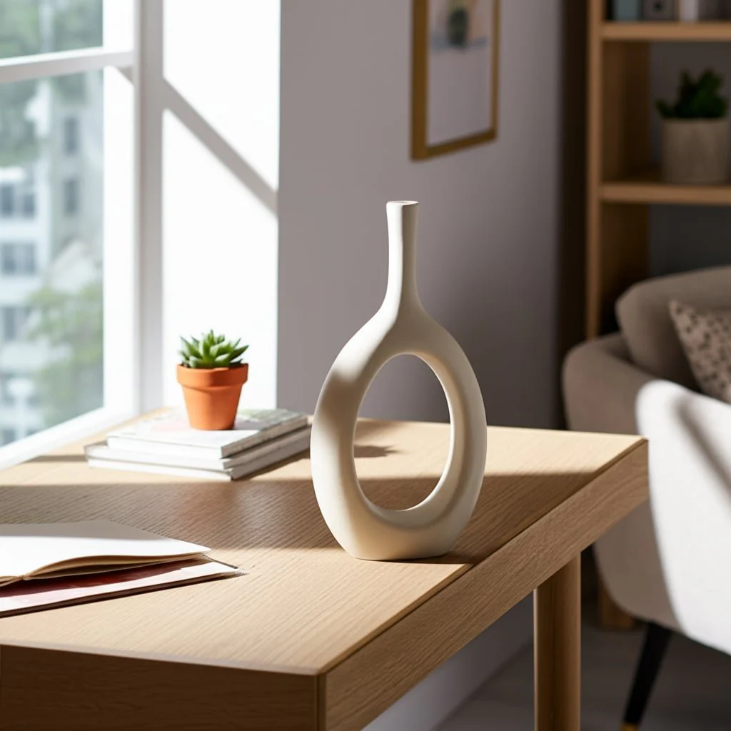Cer, 12" Curved Open Cut Out Vase, Cotton - Image 12