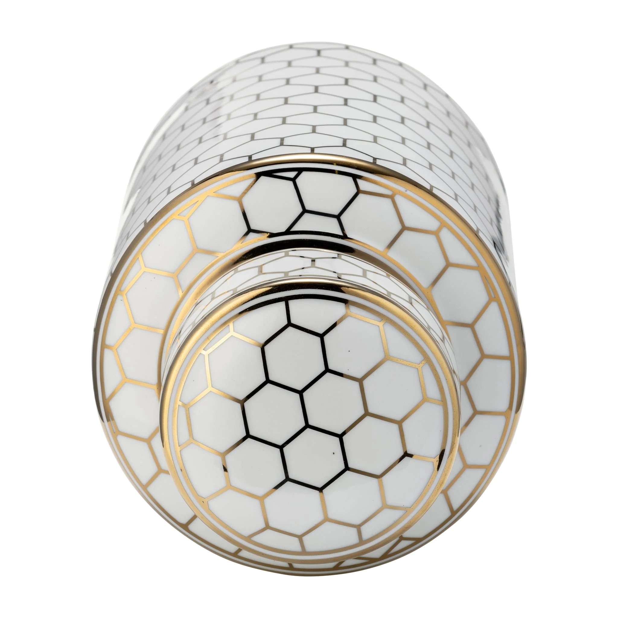 Cer, 12" Honeycomb Jar W/ Lid, Gold - Image 5
