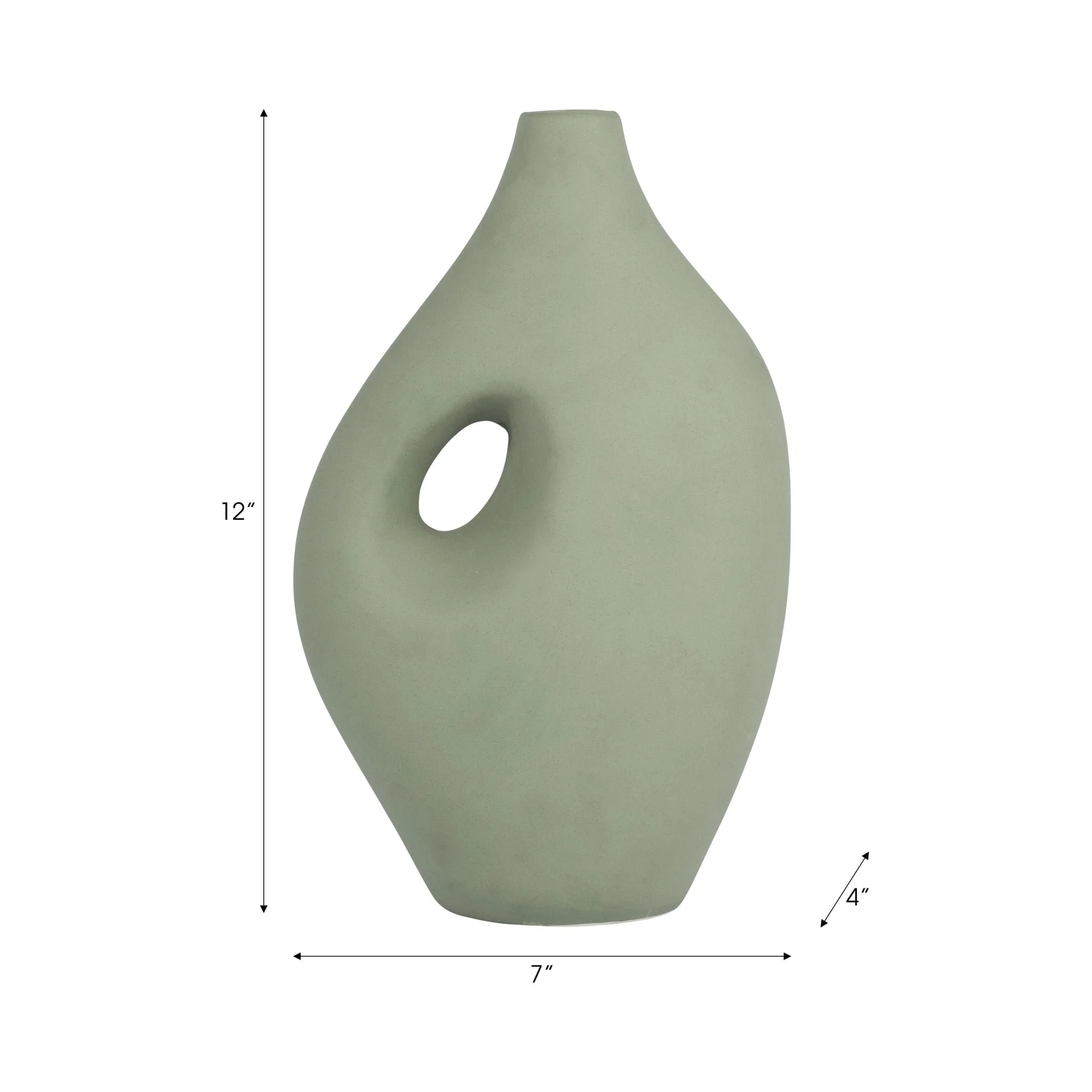 Cer, 12" Nomadic Handle Vase, Dark Sage - Image 8