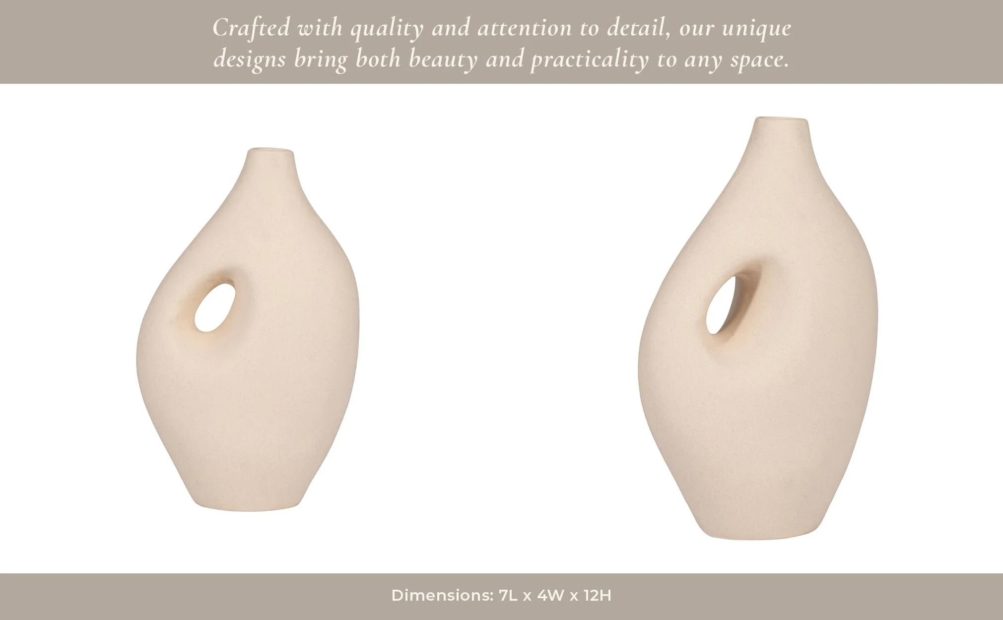 Cer, 12" Nomadic Handle Vase, Ivory - Image 11