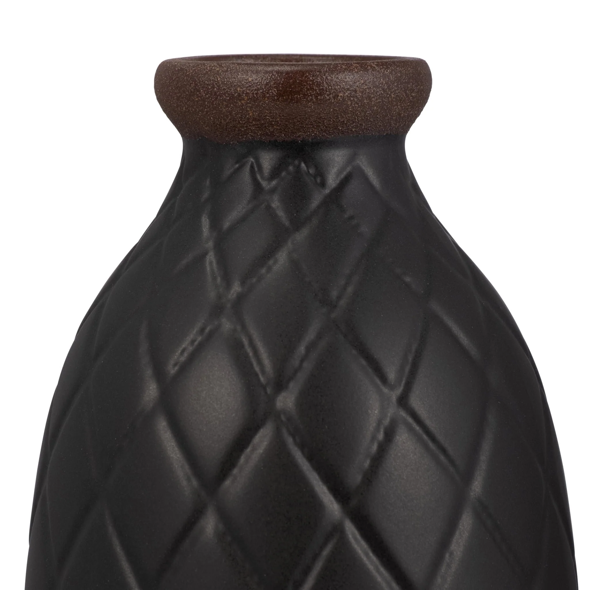 Cer, 12" Plaid Textured Vase, Black - Image 4