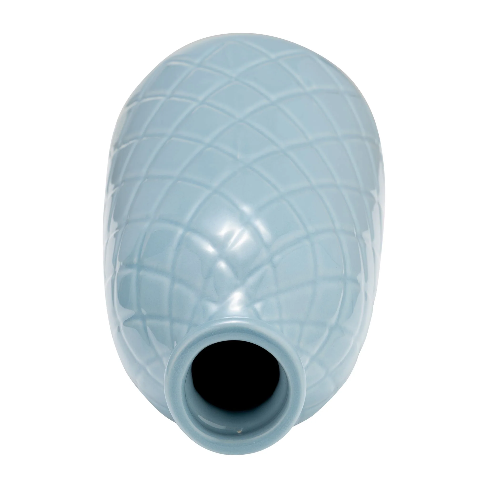Cer, 12" Plaid Textured Vase, Cameo Blue - Image 4