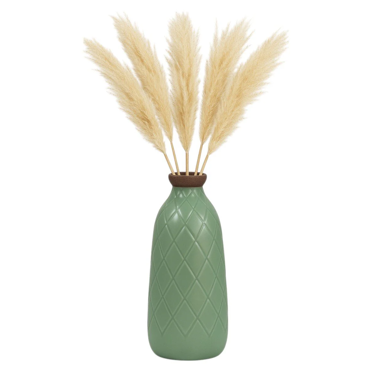 Cer, 12" Plaid Textured Vase, Dark Sage - Image 2