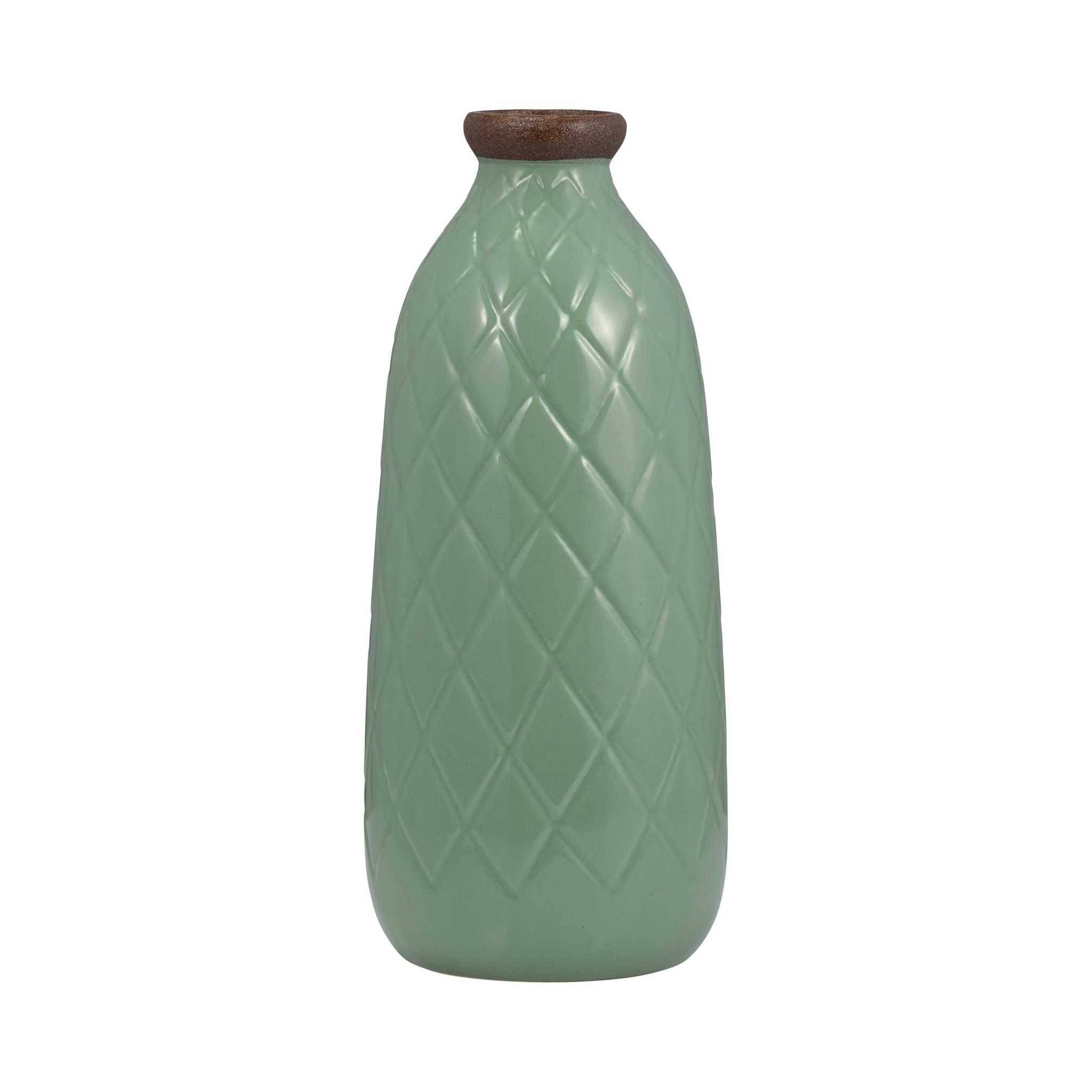 Cer, 12" Plaid Textured Vase, Dark Sage - Image 3