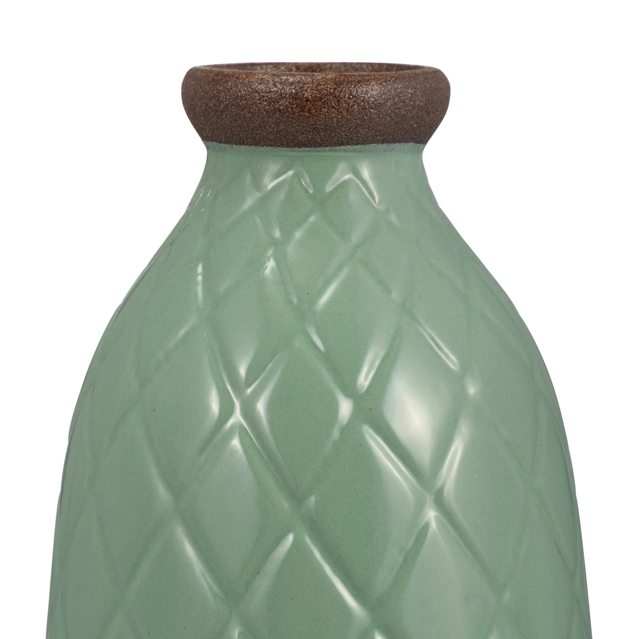 Cer, 12" Plaid Textured Vase, Dark Sage - Image 4