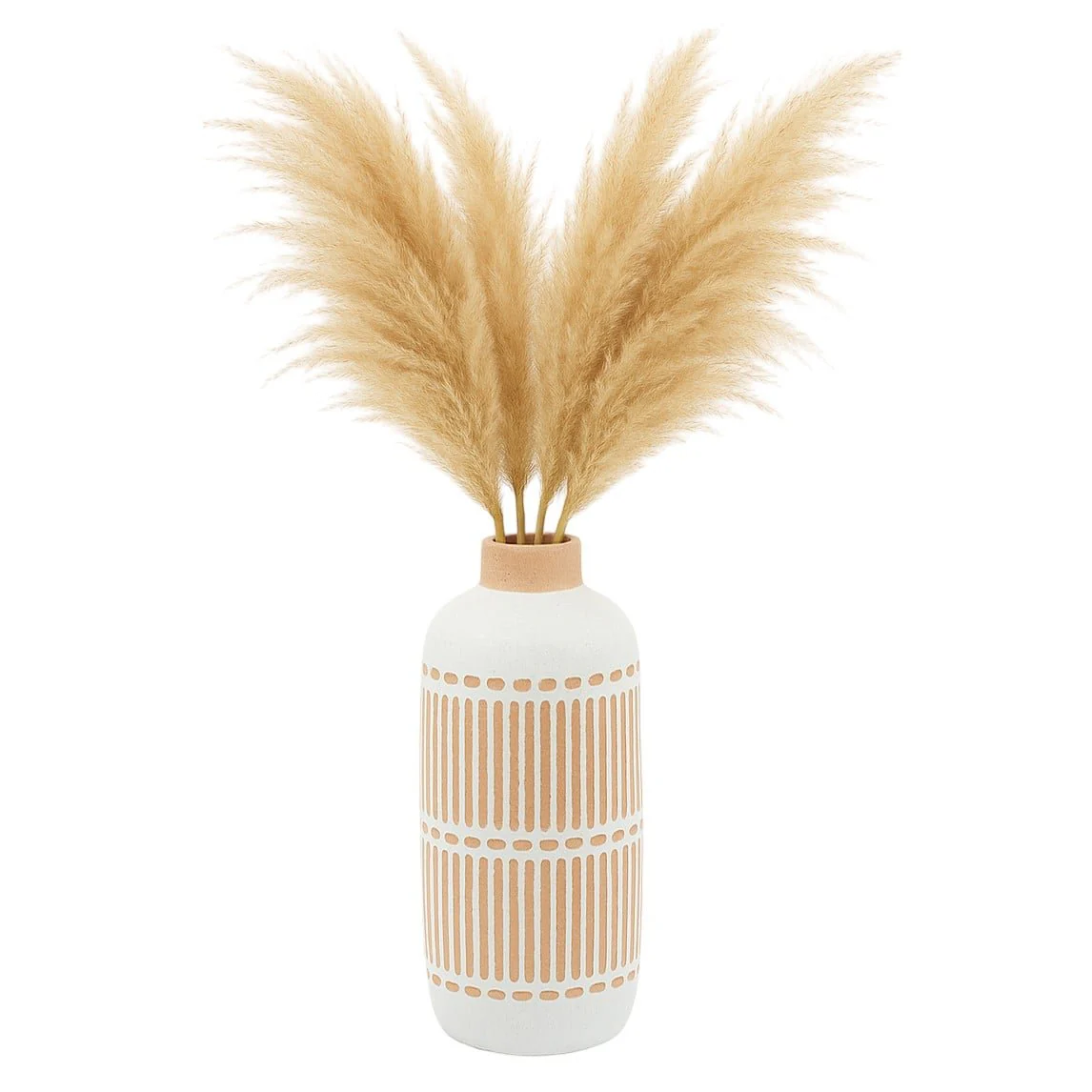 Cer, 12" Round Aztec Vase, Ivory - Image 2