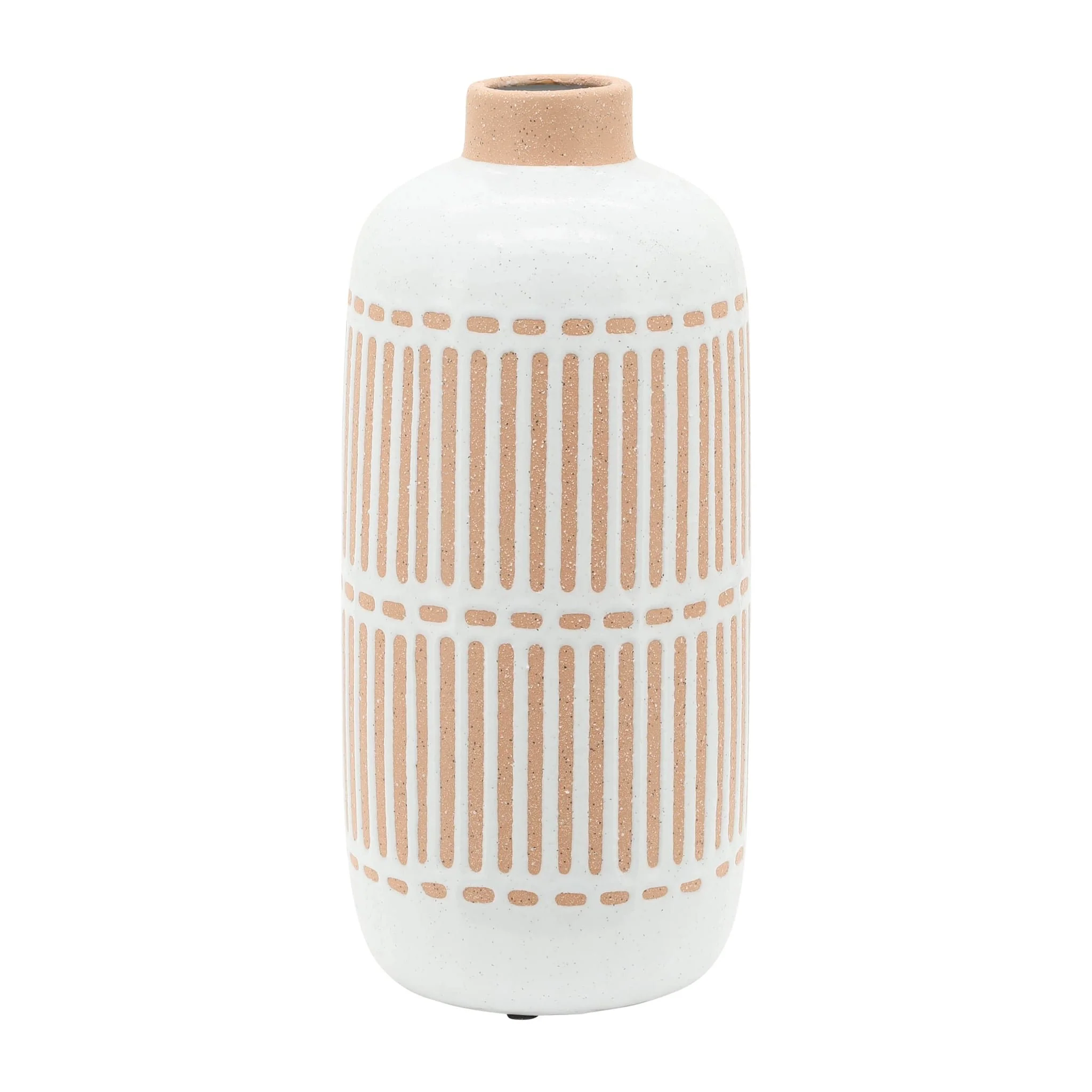 Cer, 12" Round Aztec Vase, Ivory - Image 4