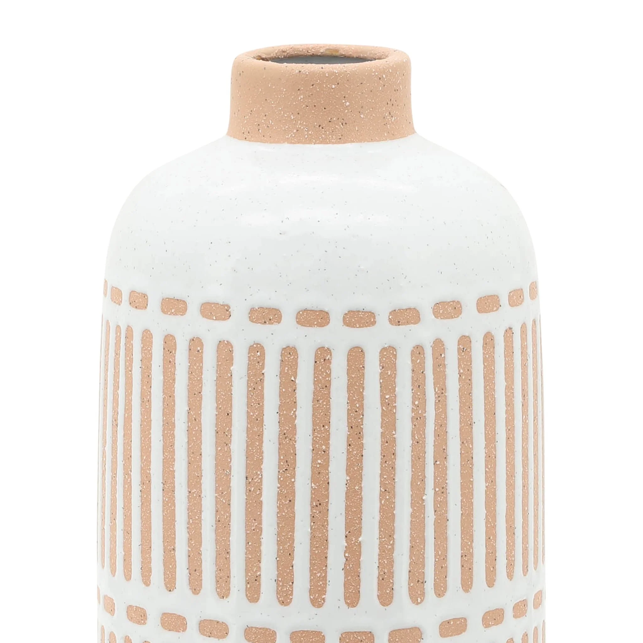 Cer, 12" Round Aztec Vase, Ivory - Image 7