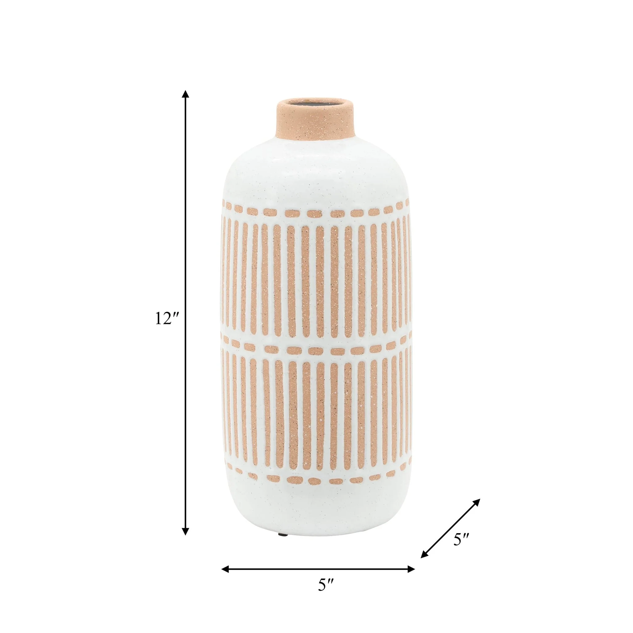 Cer, 12" Round Aztec Vase, Ivory - Image 8