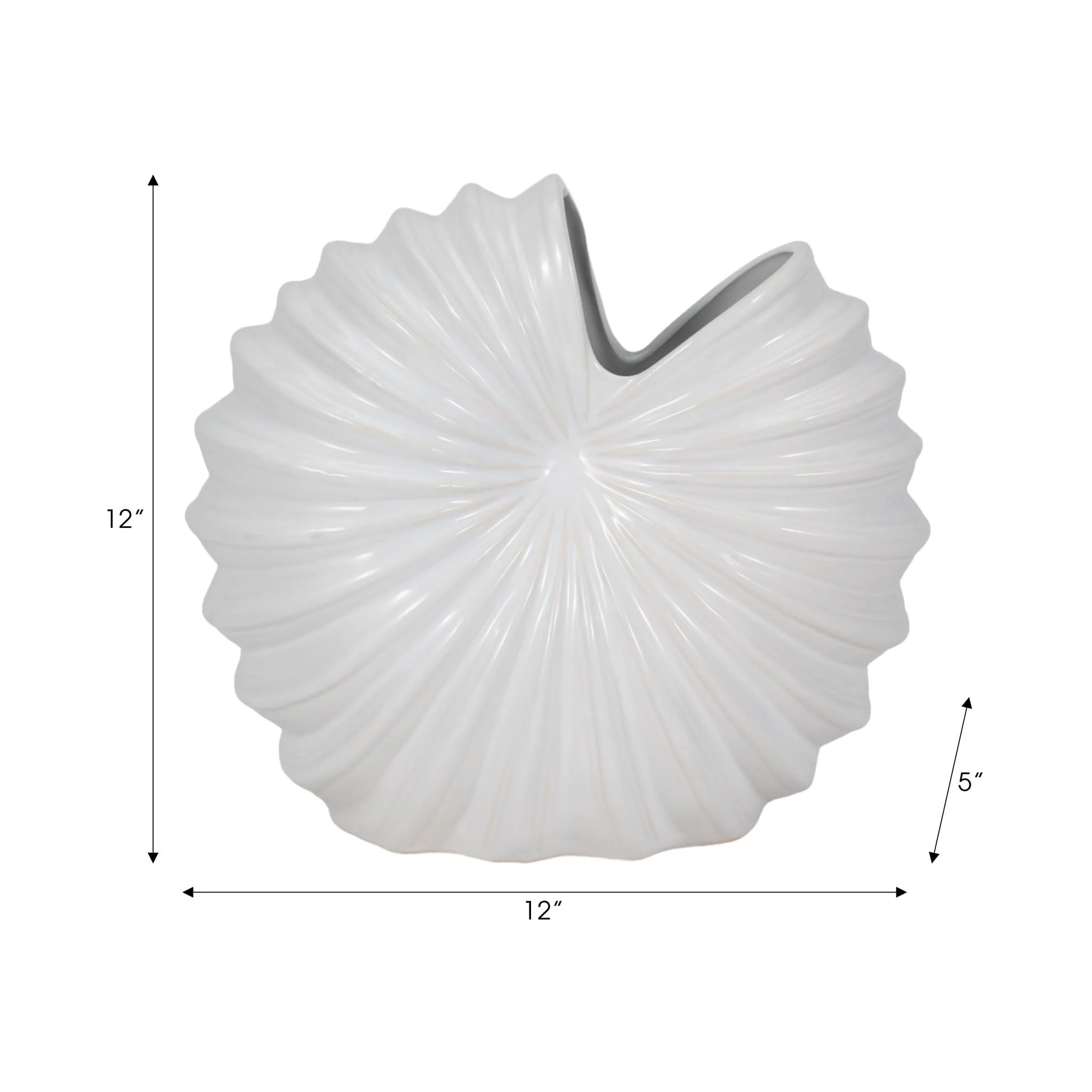 Cer, 12" Shell Vase, White - Image 9