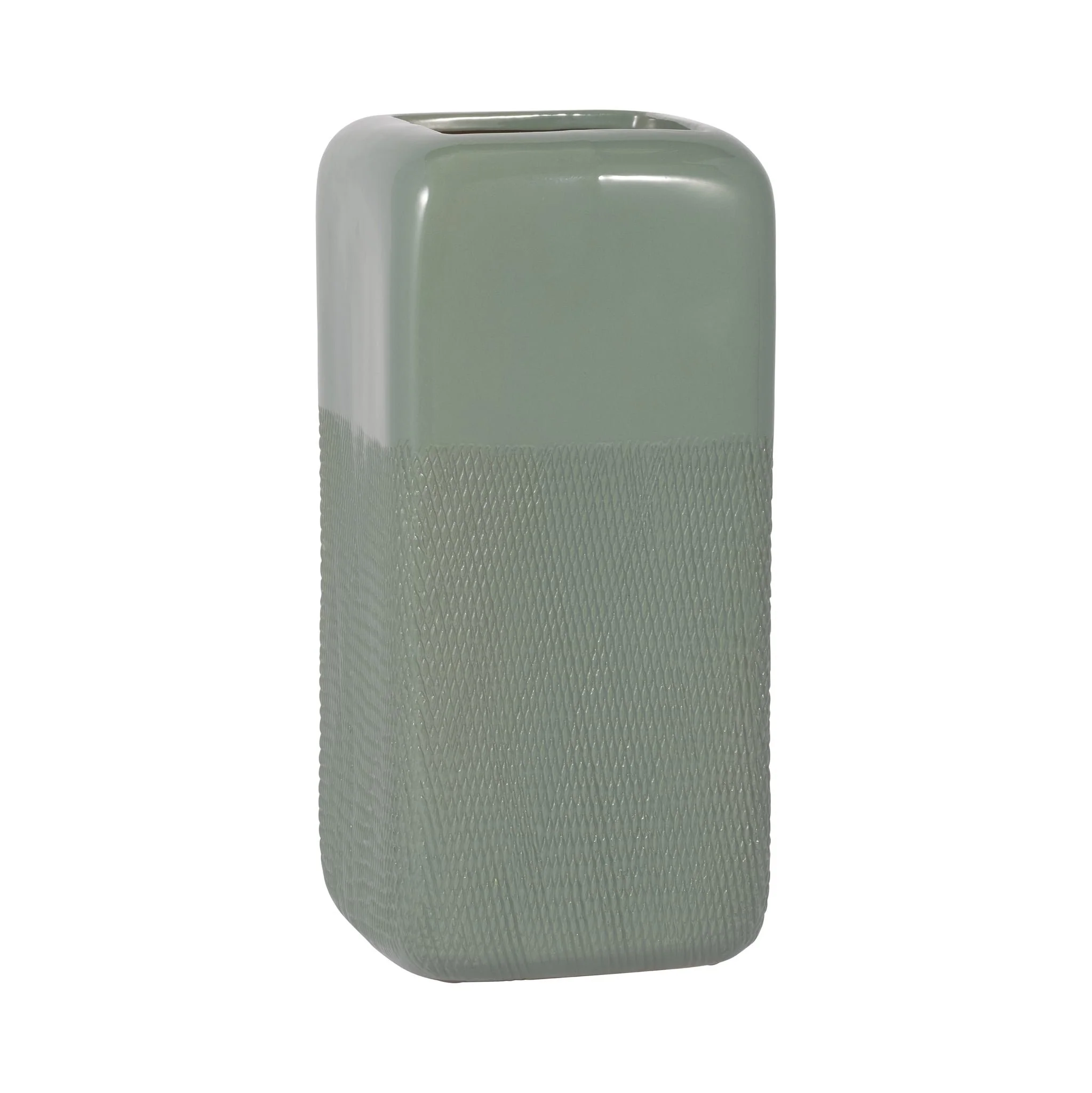 Cer, 12" Squared Grooved Vase, Cucumber - Image 3