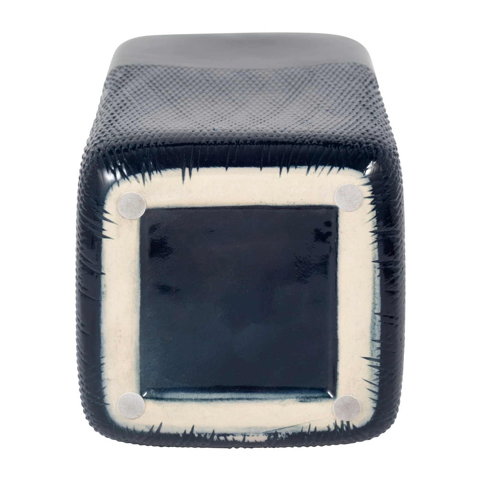 Cer, 12" Squared Grooved Vase, Navy Blue - Image 6