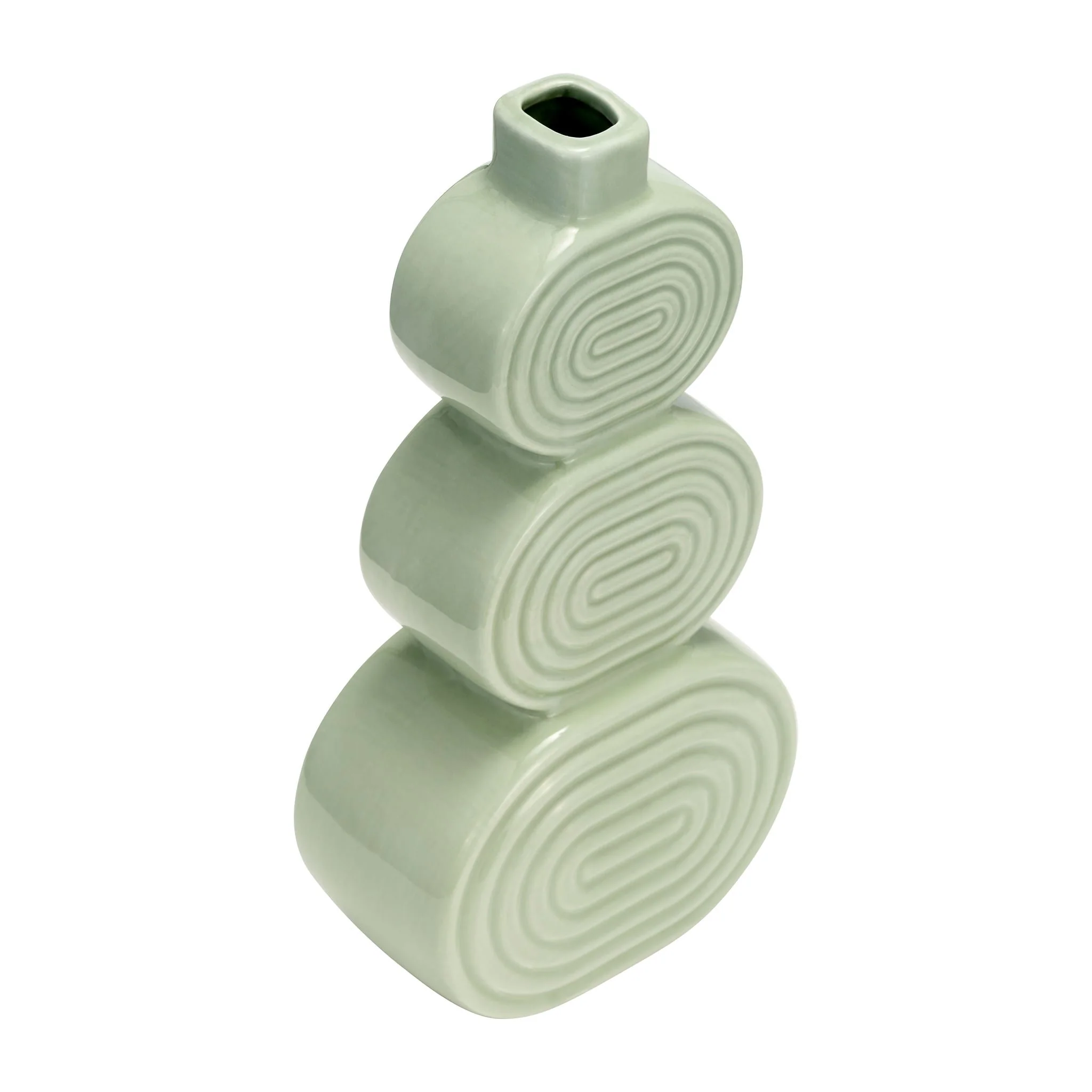 Cer, 12" Stacked Circles Vase, Cucumber - Image 5