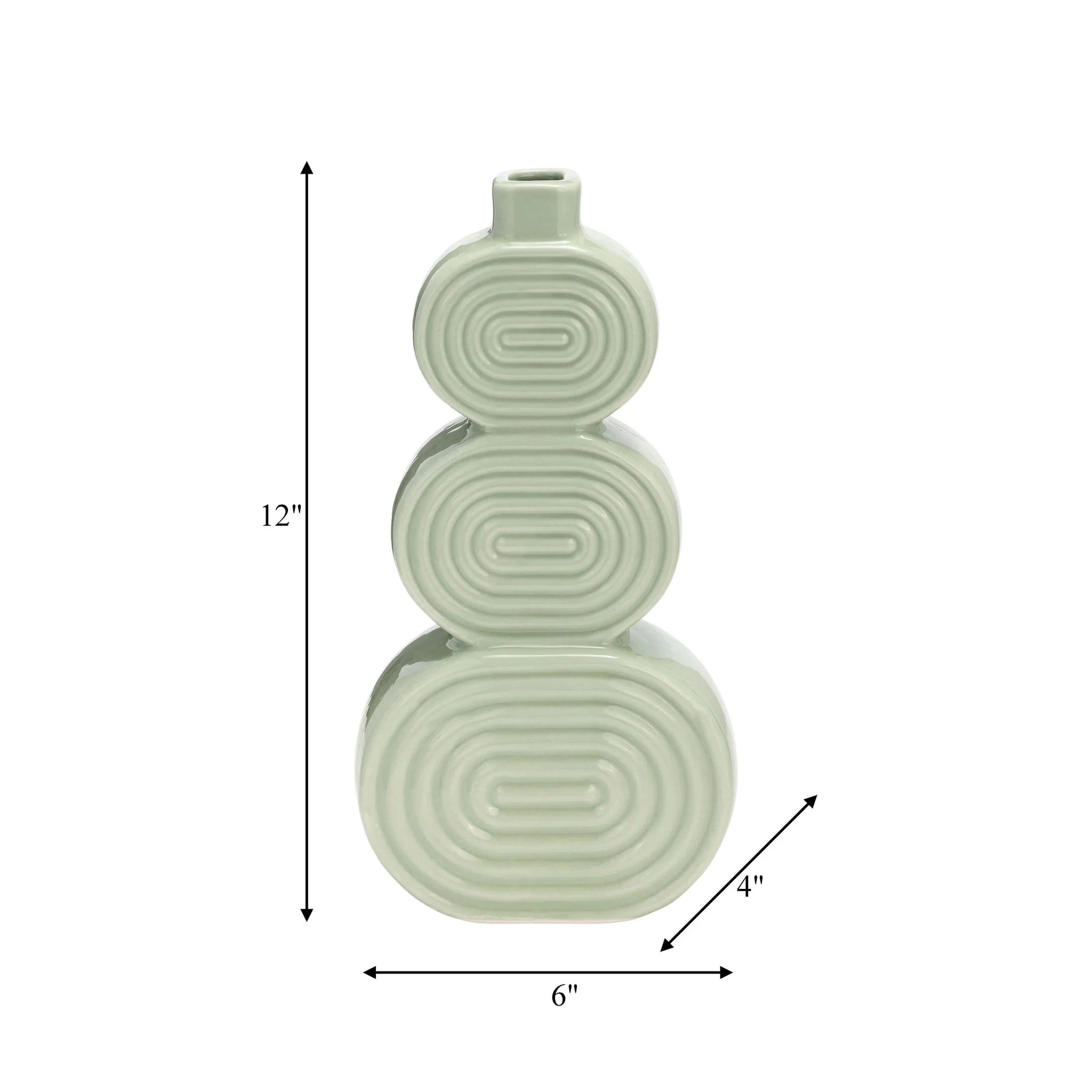 Cer, 12" Stacked Circles Vase, Cucumber - Image 8