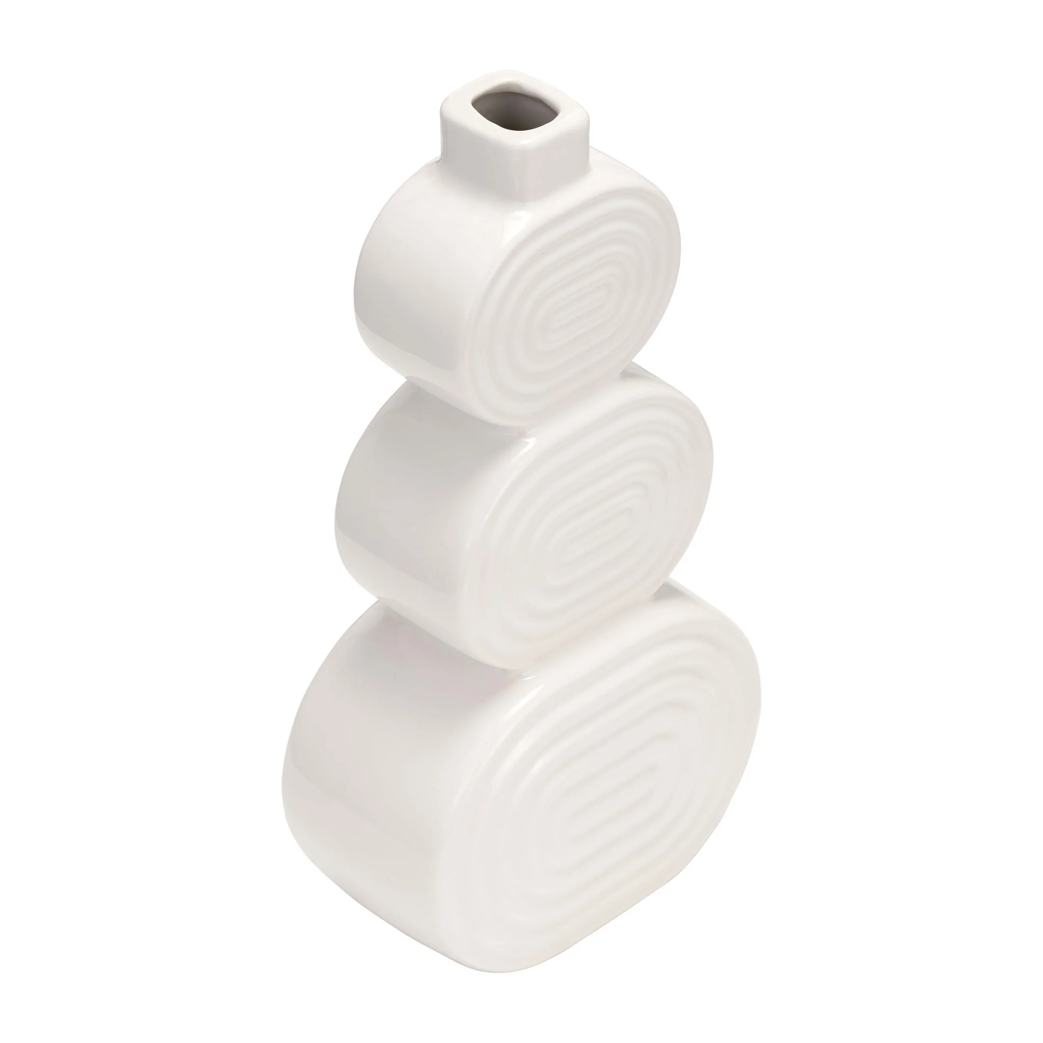Cer, 12" Stacked Circles Vase, White - Image 5