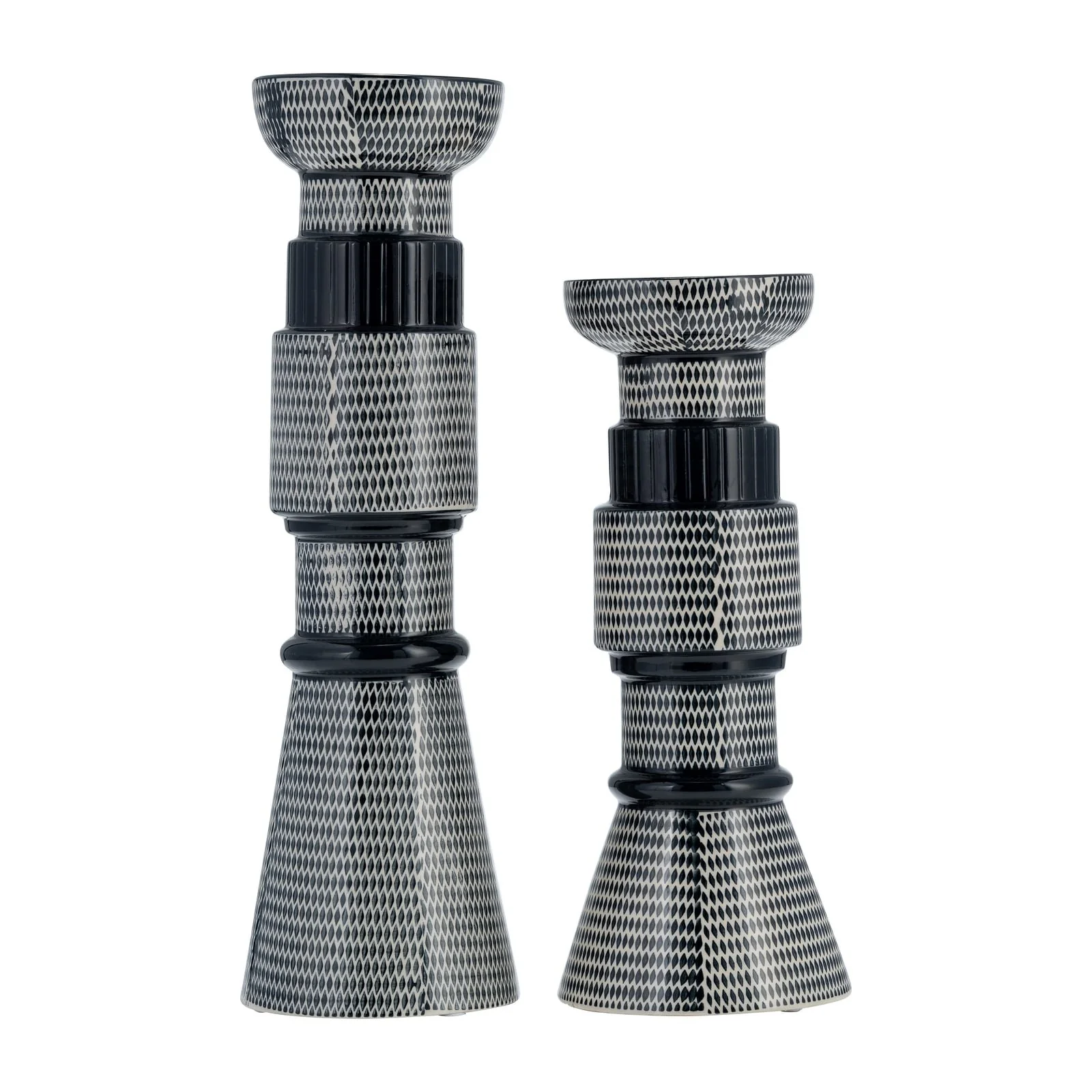 Cer,12"dotted Pillar Candle Holder,nvy Blue/cotton - Image 6