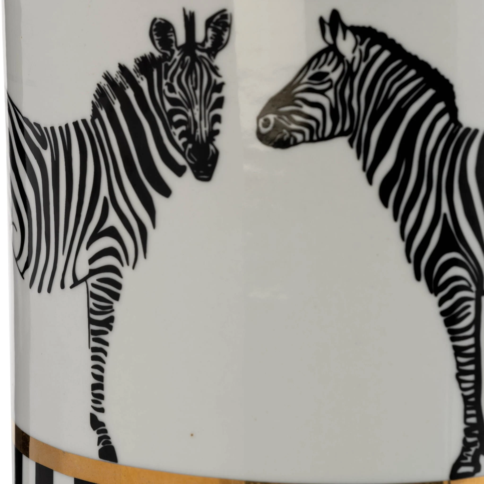 Cer, 12"h Zebra Jar W/ Lid, White/gold - Image 6