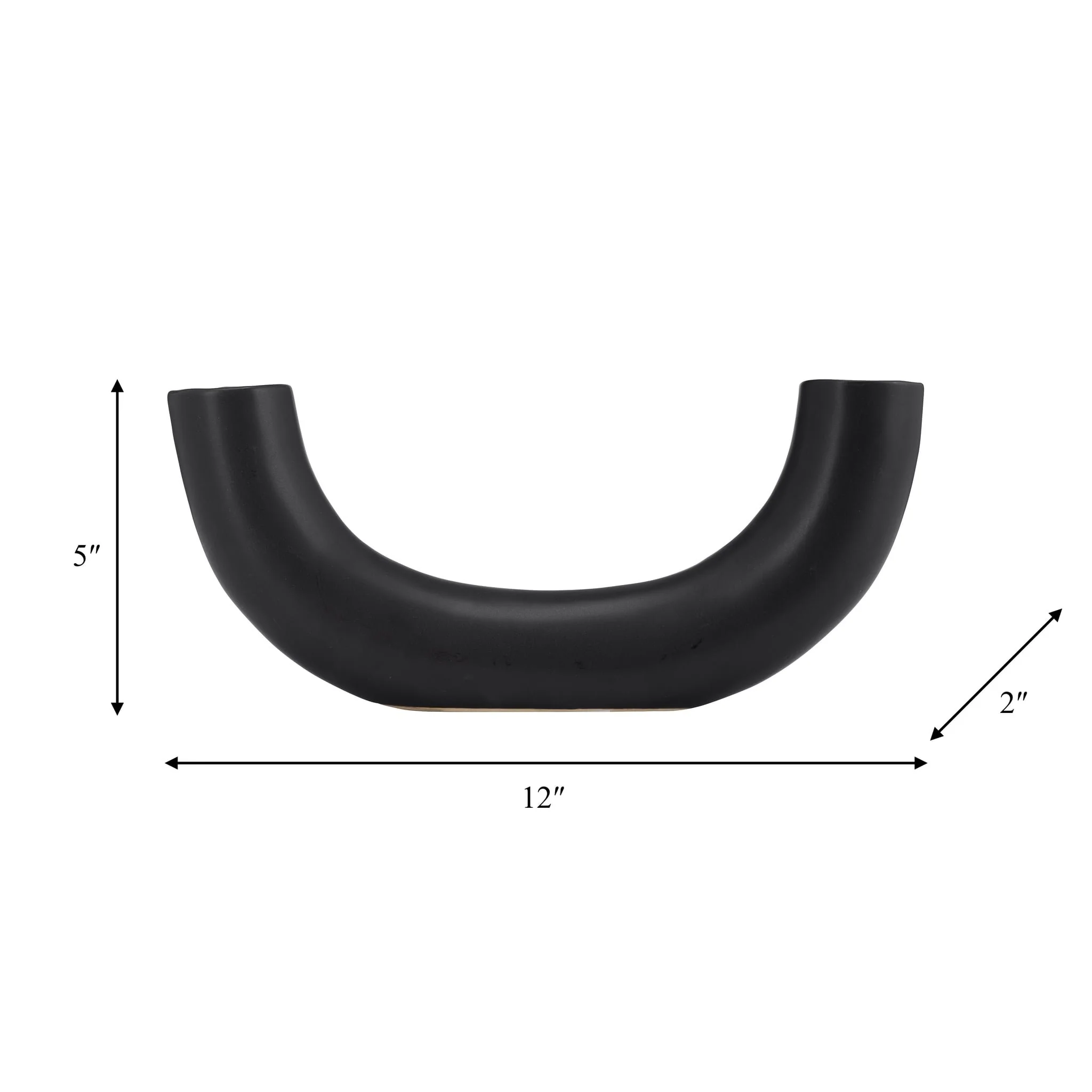 Cer, 12"l Half Circle Vase, Black - Image 3