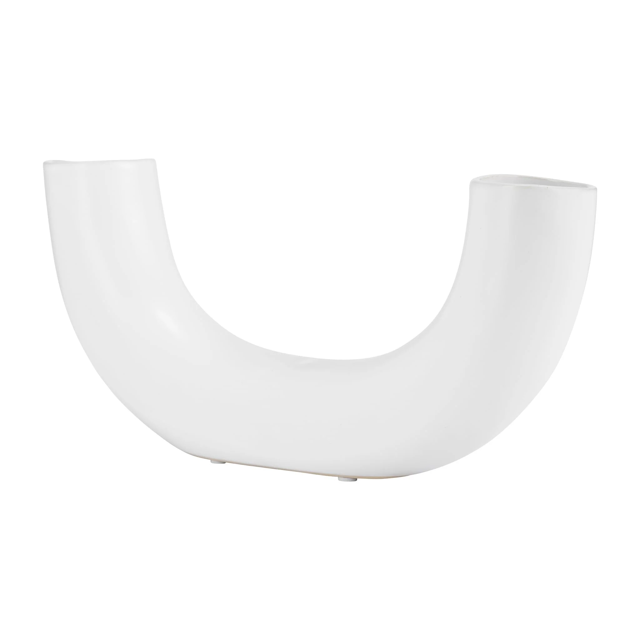 Cer, 12"l Half Circle Vase, White - Image 2