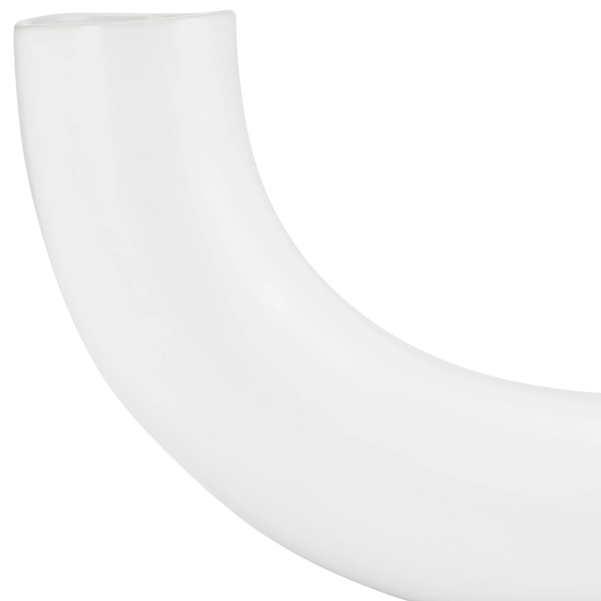 Cer, 12"l Half Circle Vase, White - Image 5
