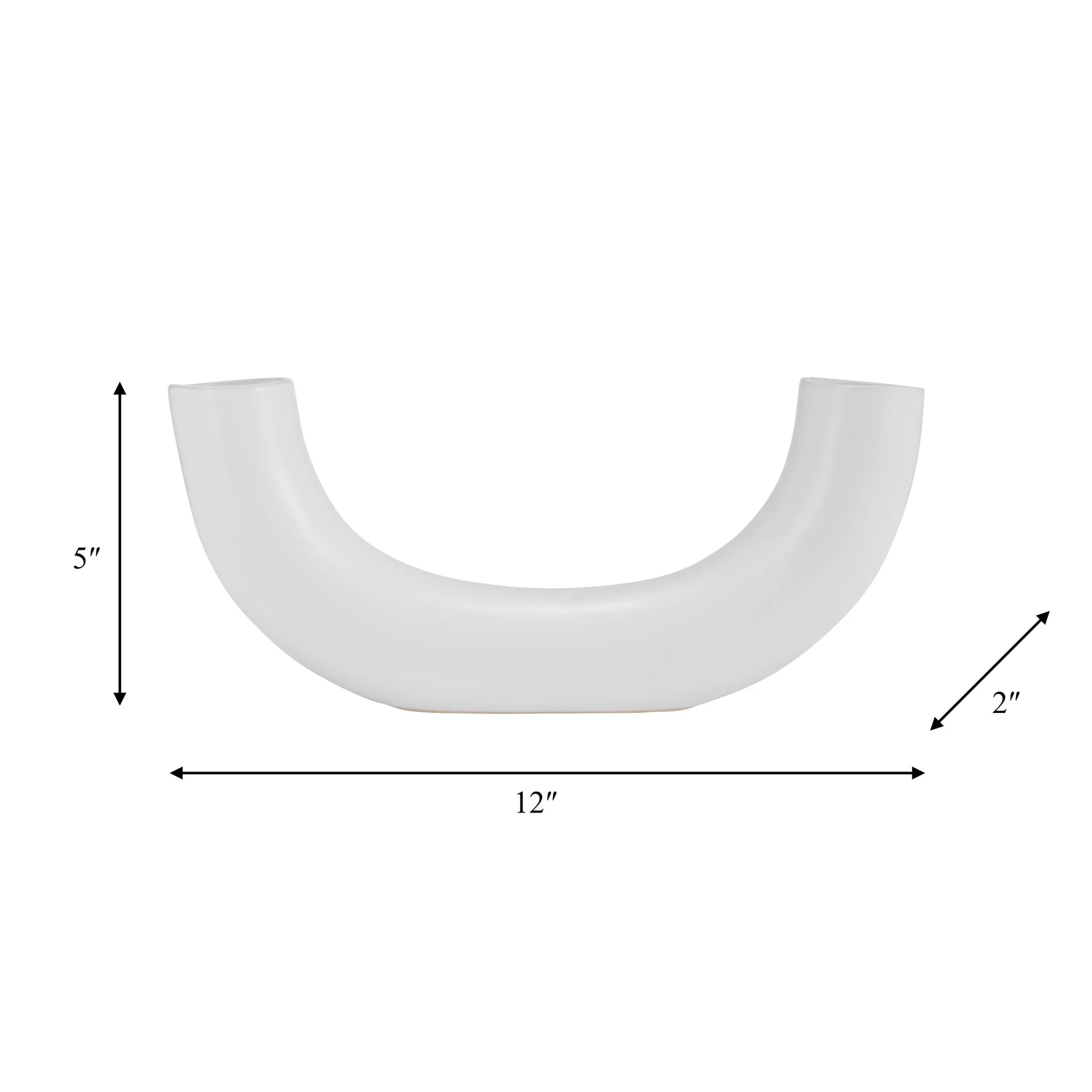 Cer, 12"l Half Circle Vase, White - Image 7