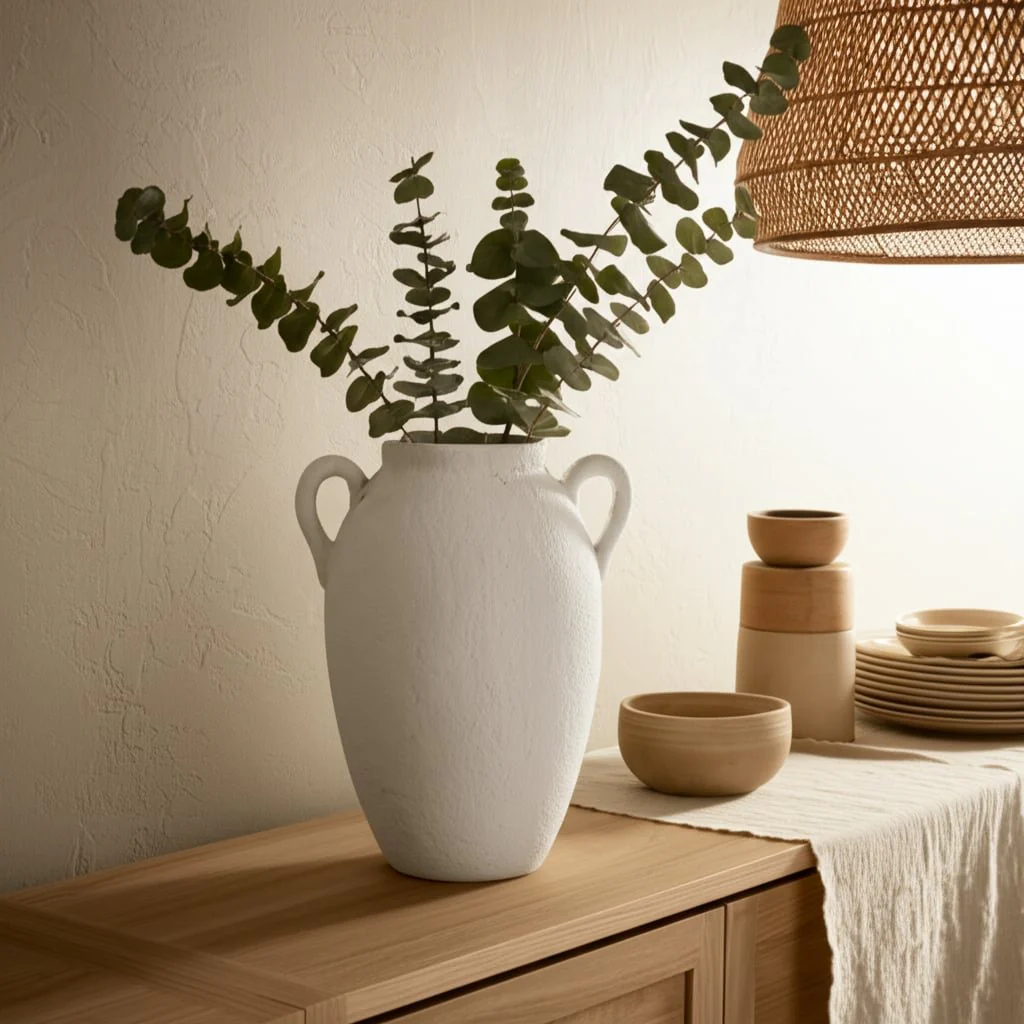 Cer, 13" Textured Jug W/ Handles, White - Image 12