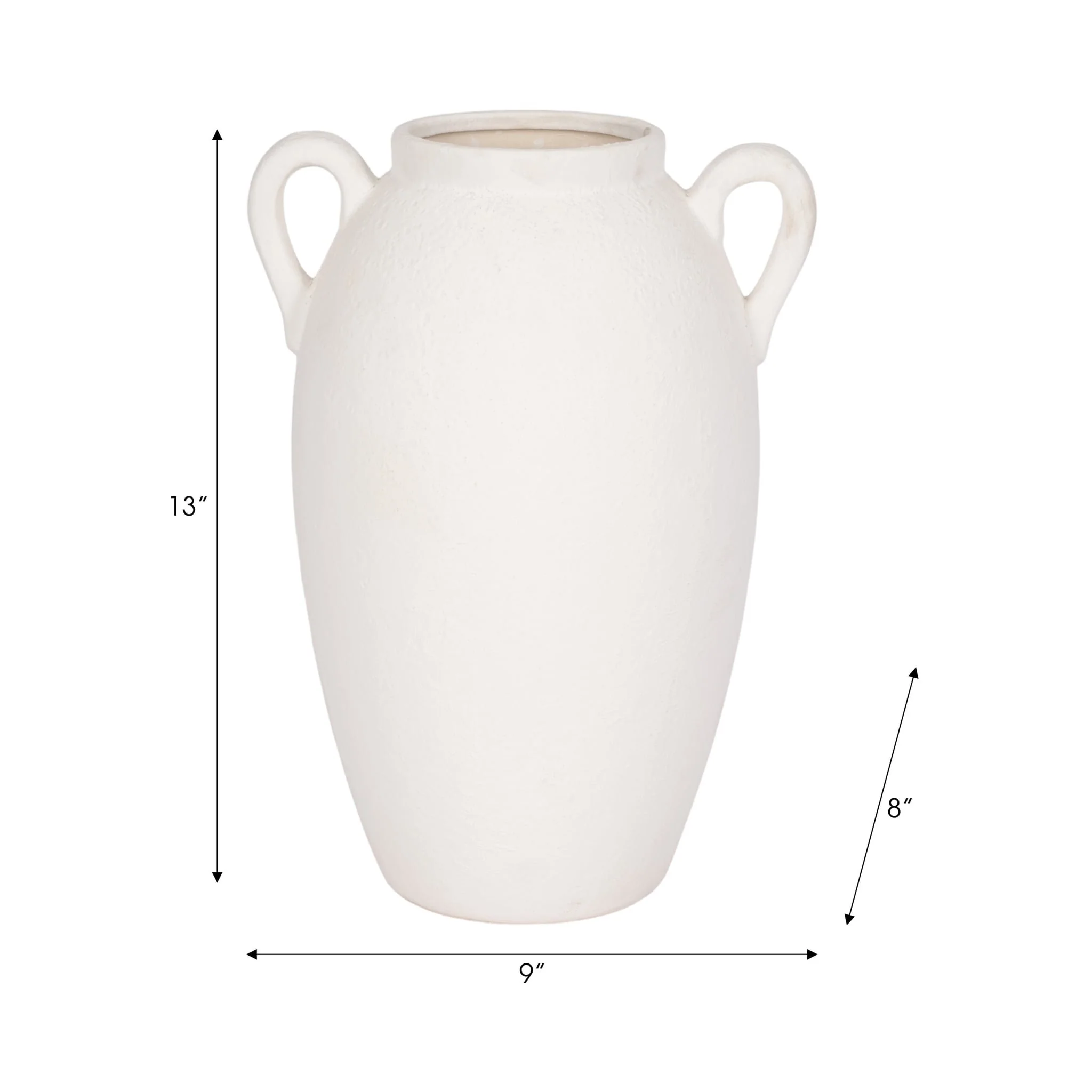 Cer, 13" Textured Jug W/ Handles, White - Image 9