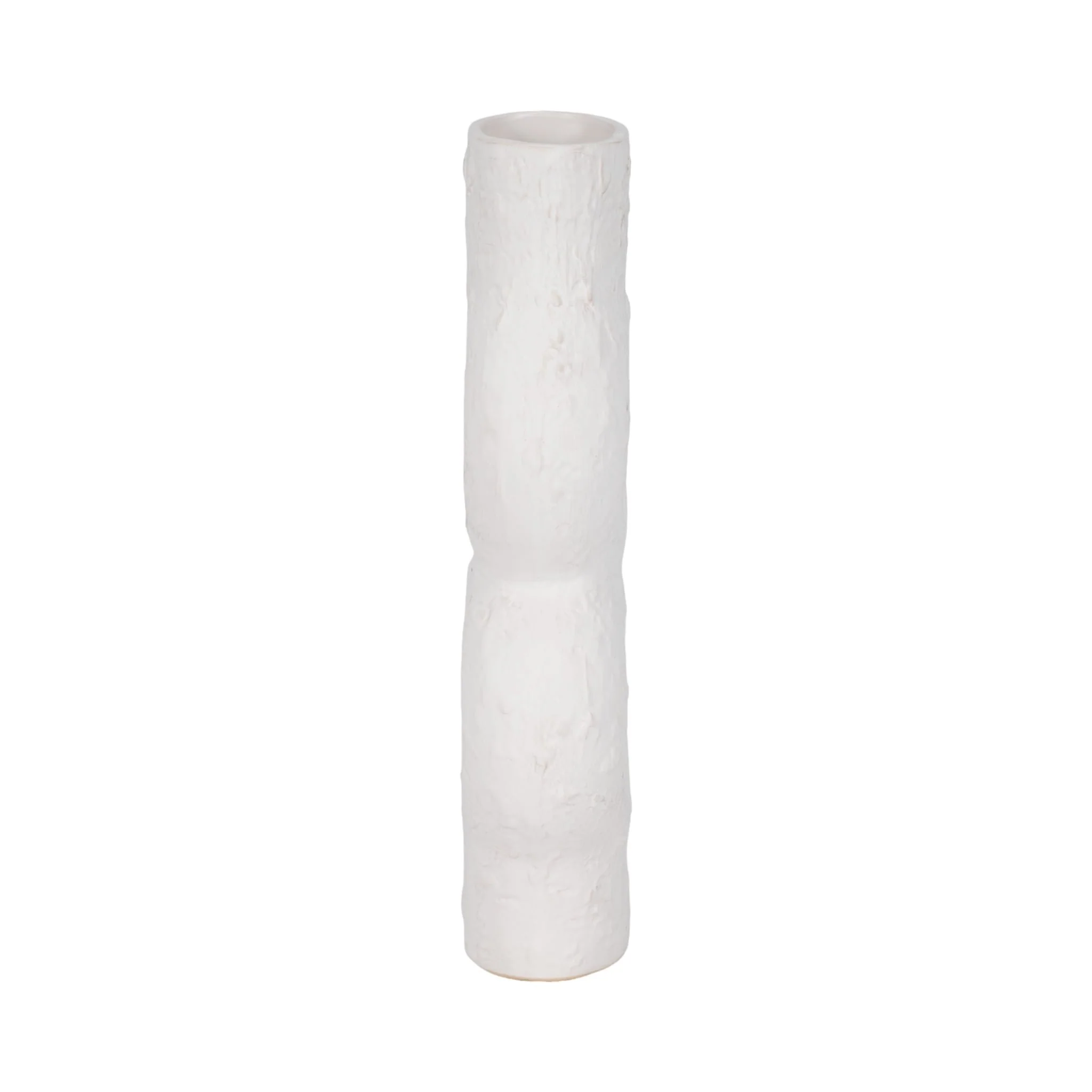 Cer, 13" Textured Stacked Circles Vase, White - Image 4