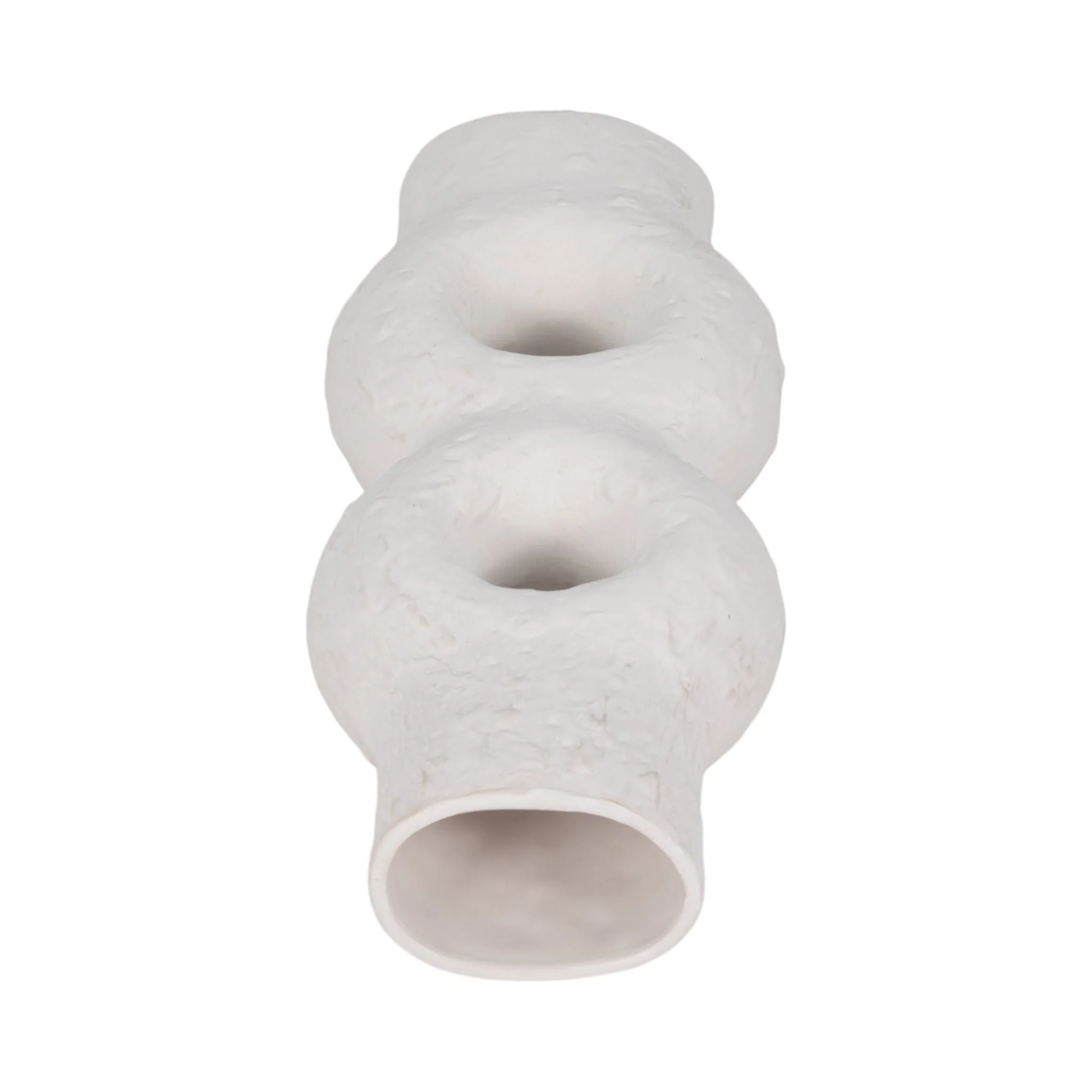 Cer, 13" Textured Stacked Circles Vase, White - Image 6